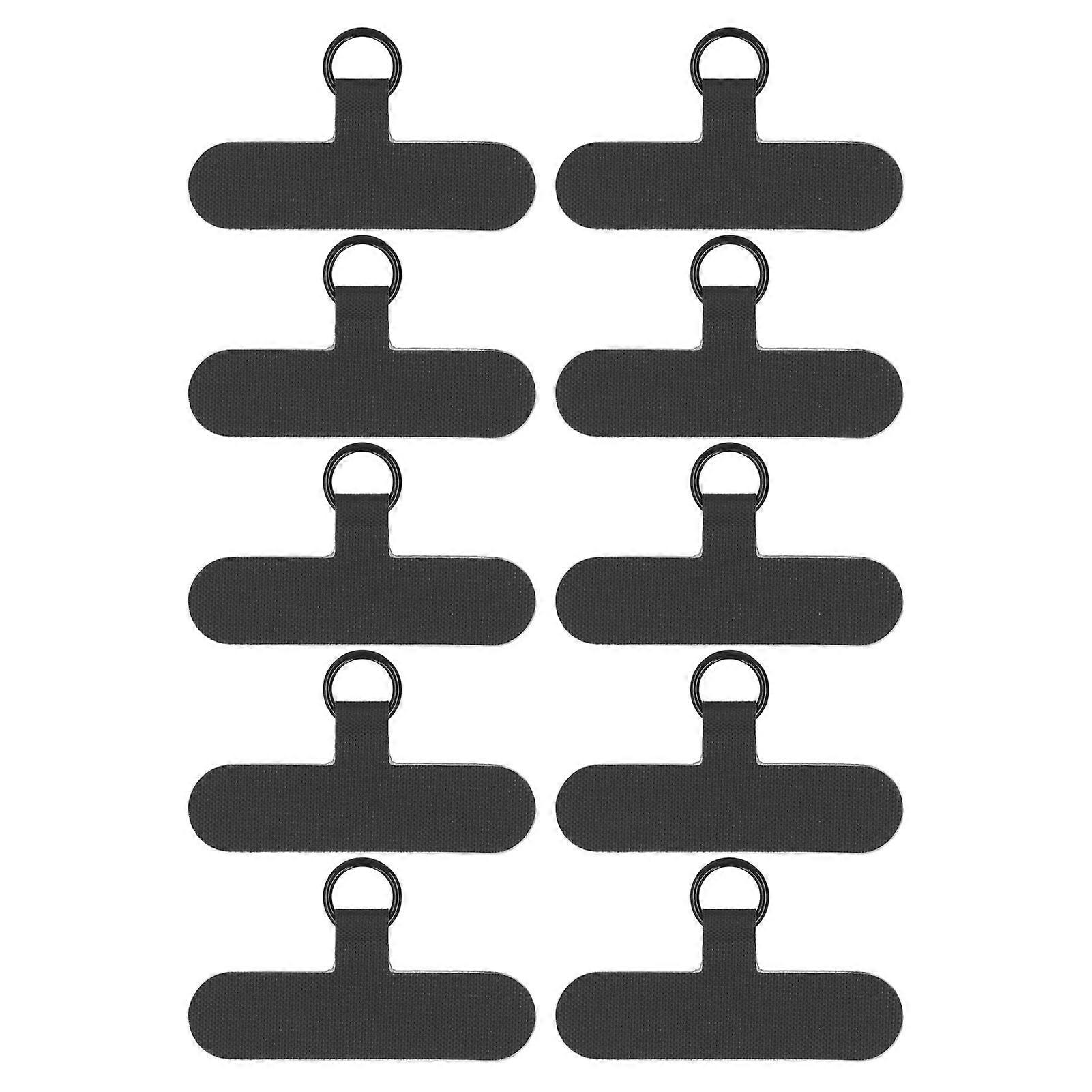 10Pcs Phone Tether Tab Universal Cell Phone Lanyard Patch Without Adhesive for Most Smartphones Preventing Dropping Black