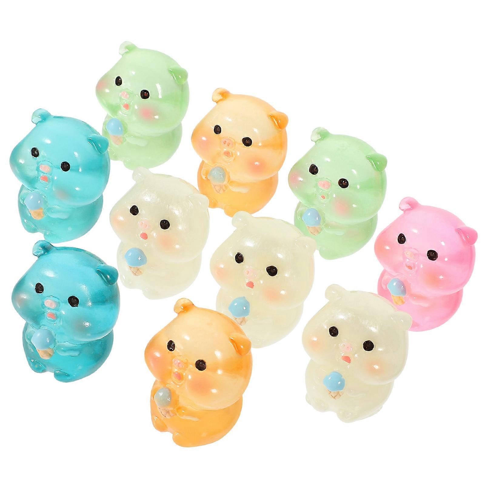 Assorted Color Miniature Piggy Figurines Resin for Decoration 40Pcs