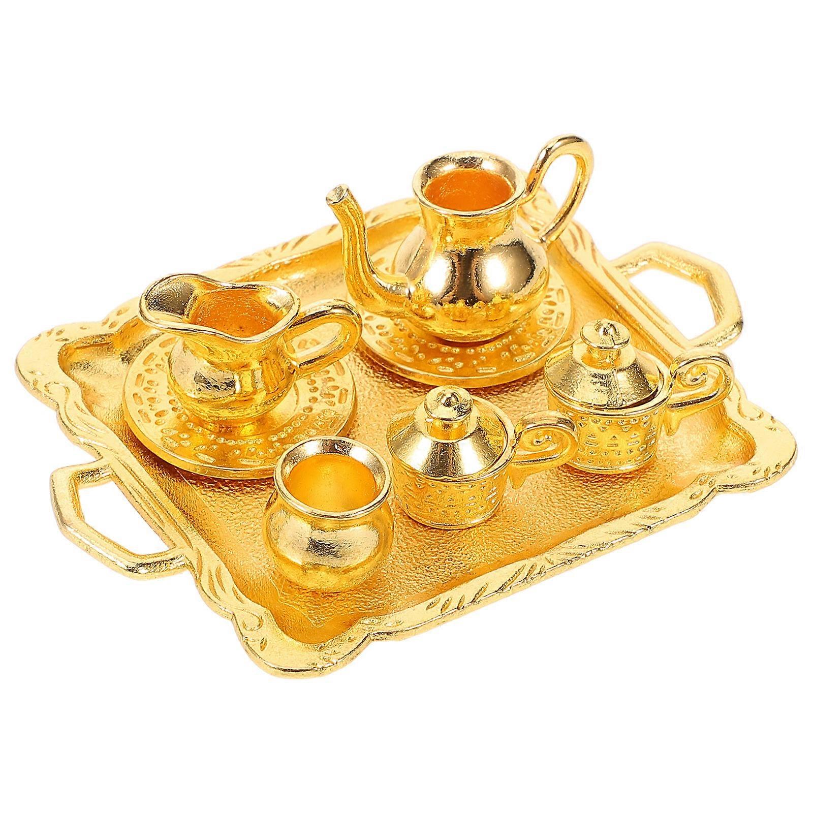 Decorative Teaware Model Alloy Miniature Doll Teaware Set 5Sets