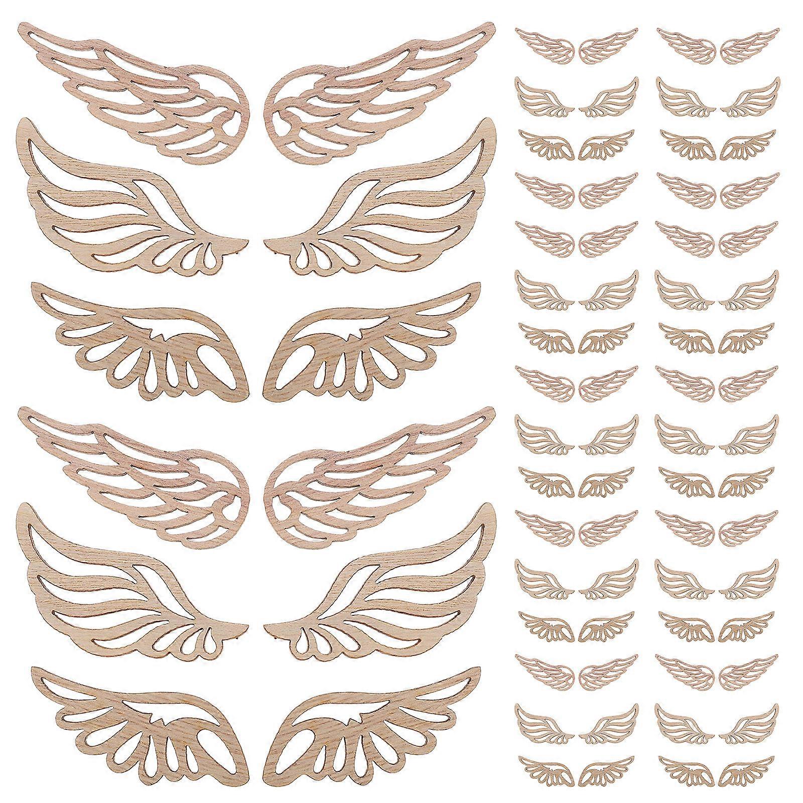 Wooden Angel Wings Slices for Decoration 240Pcs Natural Finish Craft Pieces