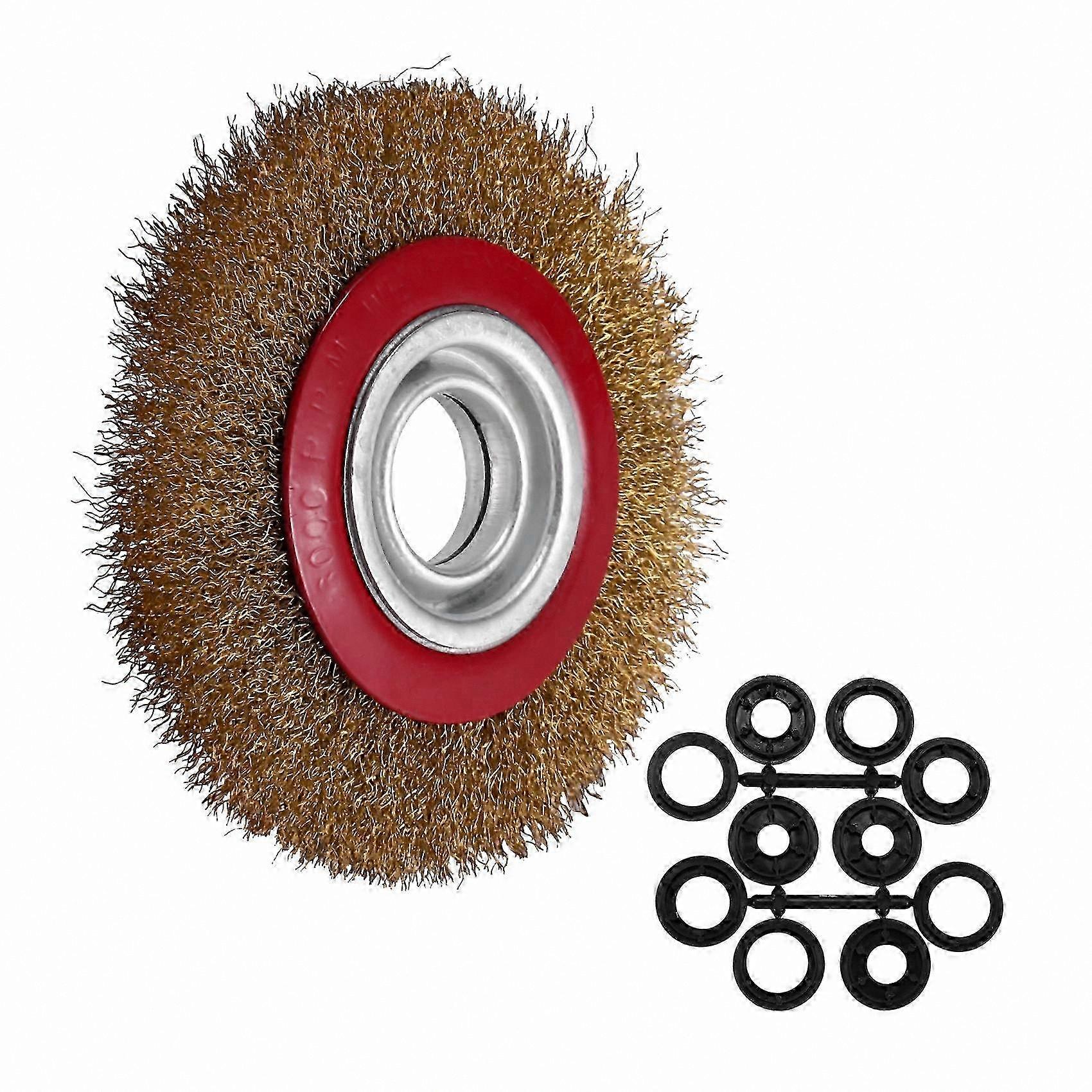 Bench Grinder Wire Brush Wheel with Reducer Adaptor Rings for Polishing Tasks