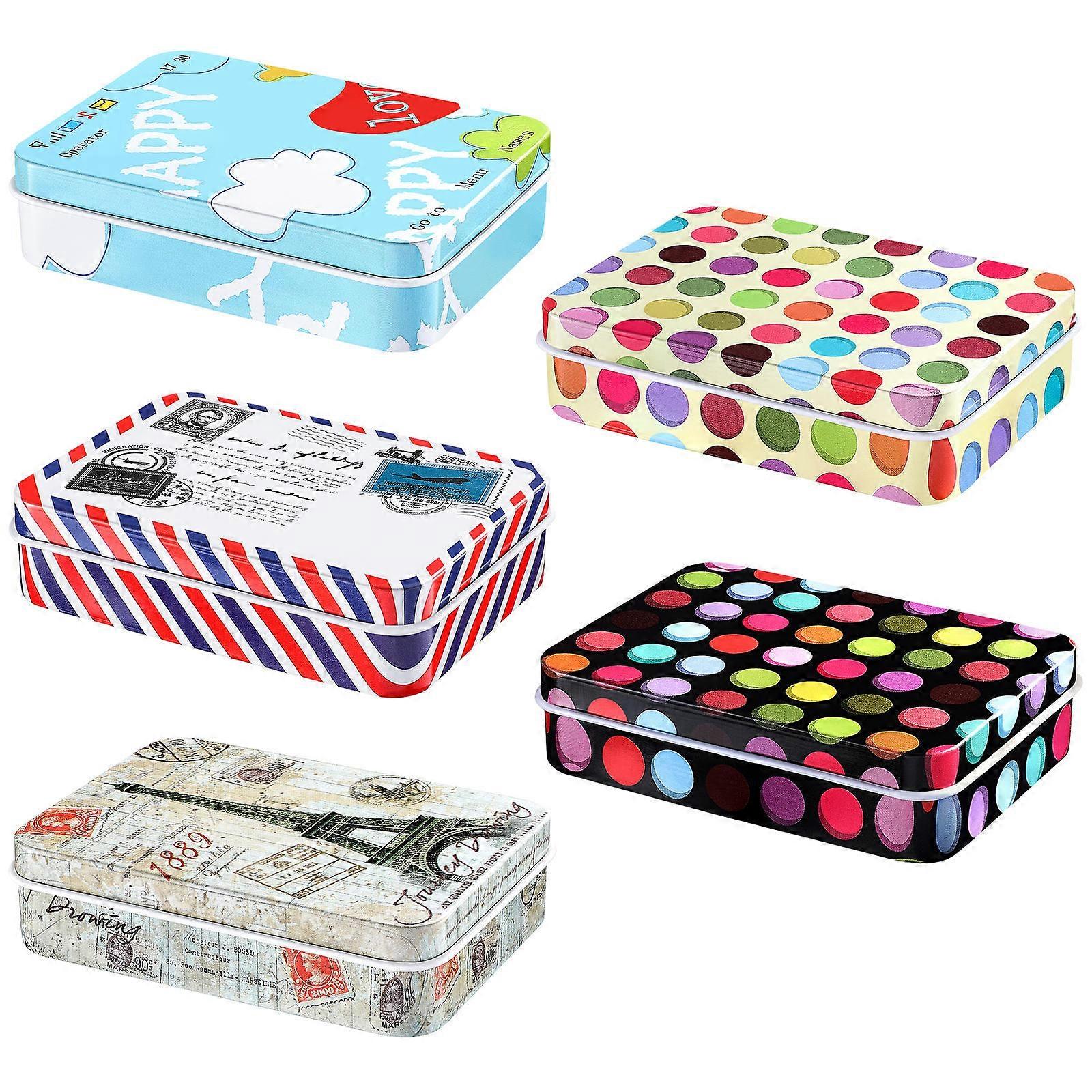 Tinplate Storage Cases Rectangular for Storage 5Pcs Metal Organizer Boxes