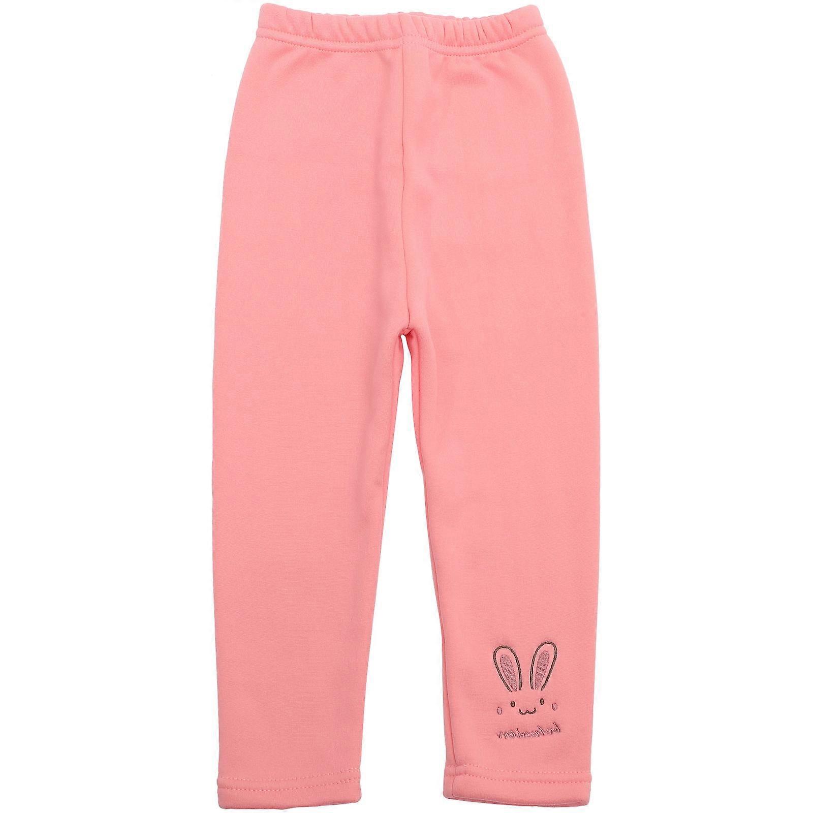 Thermal Thick Pink Leggings for Kids with Warm Cotton Lined Fabric