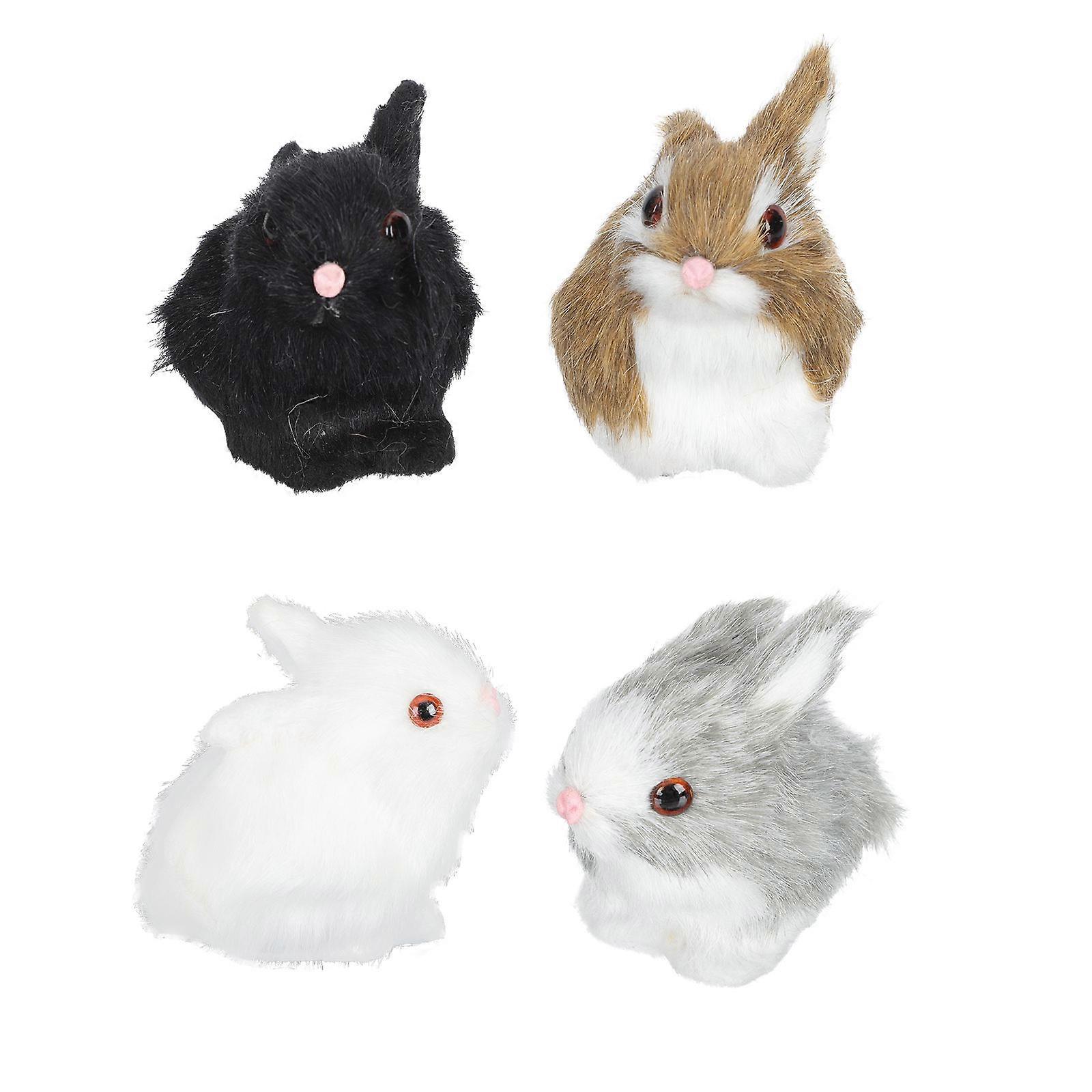 Artificial Rabbit Desktop Model 4Pcs Decorative Simulation Bunny for Decor