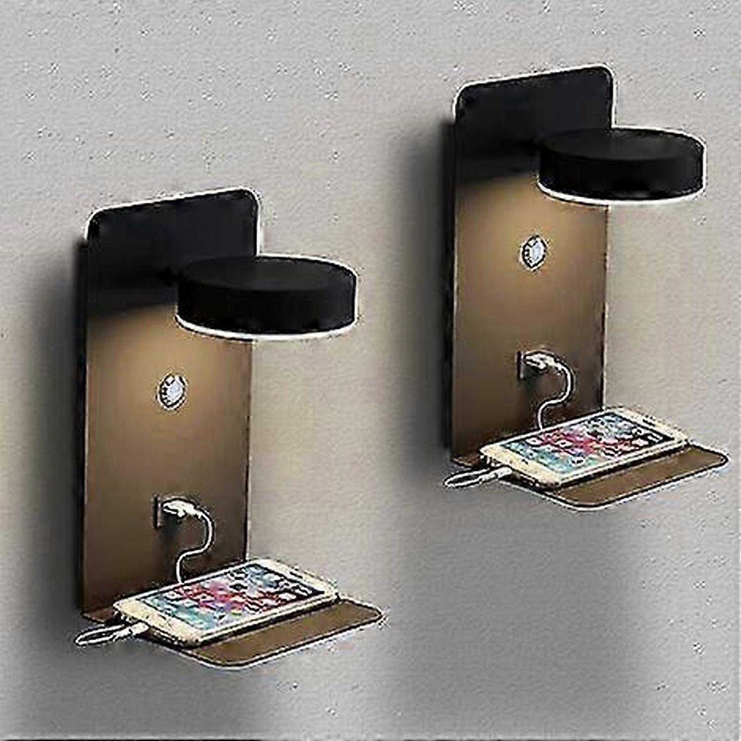 2 حزمة LED زين Murale Intrieure avec interrupteur et واجهة USB, 12W Applique de Chevet Tricolore Dimmable Lampe De Lecture murale Reglable a