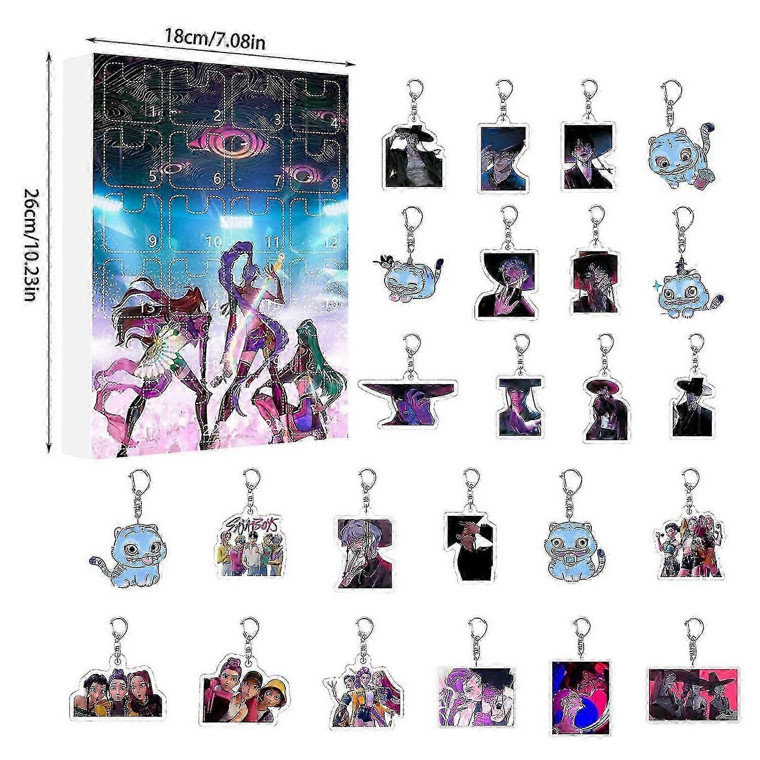 K-POP デーモンハンターズ アクリル アドベント カレンダー セット – ファンと子供のための 24 日間サプライズ ギフト ボックス