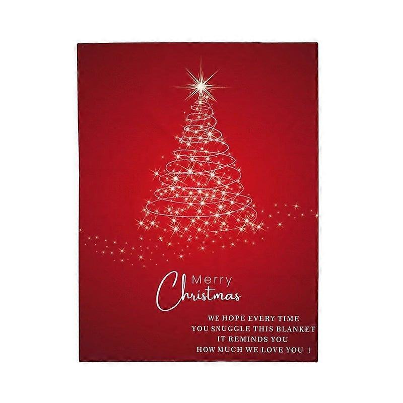 Pluszowy koc - Koc świąteczny Red Sparkle Tree - Serdeczny prezent świąteczny DH 365