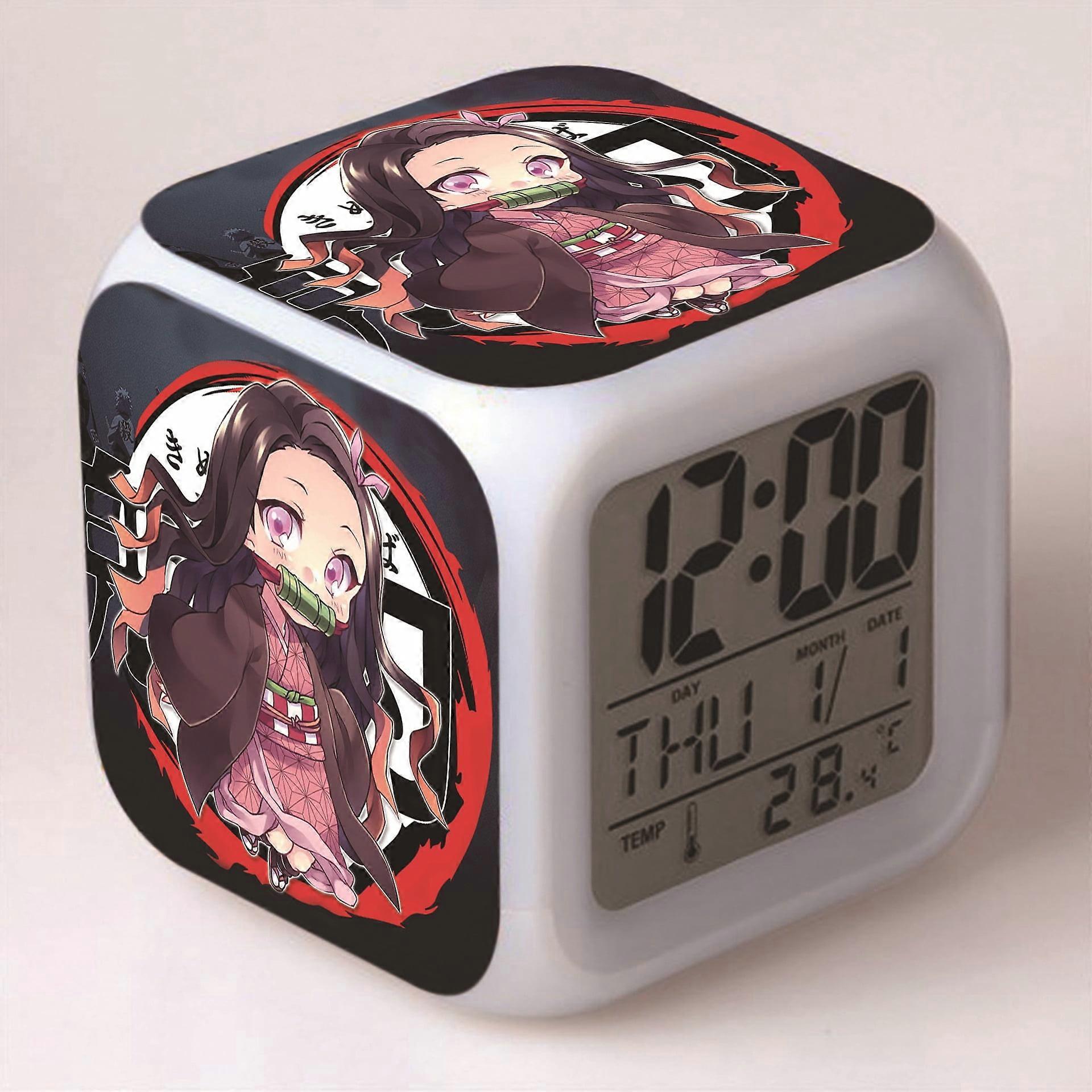 LED Alarm Clock with Demon Slayer Pattern, Glowing Colorful Digital Desk Clock - Compatible with HTNL#482, Gift for Kids & Adults