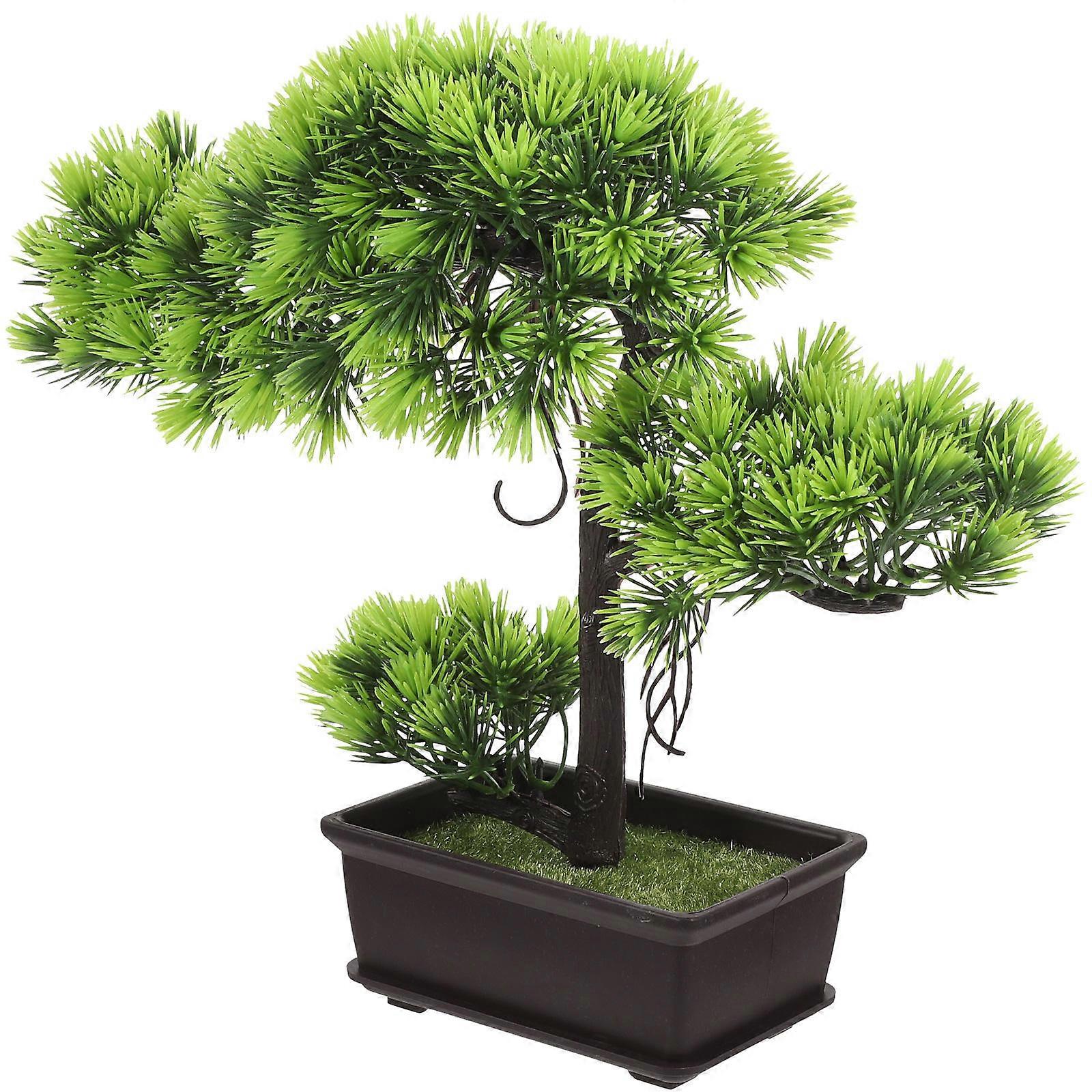 Green Artificial Pine Tree for Decor 4Pcs Plastic Potted Bonsai Plant