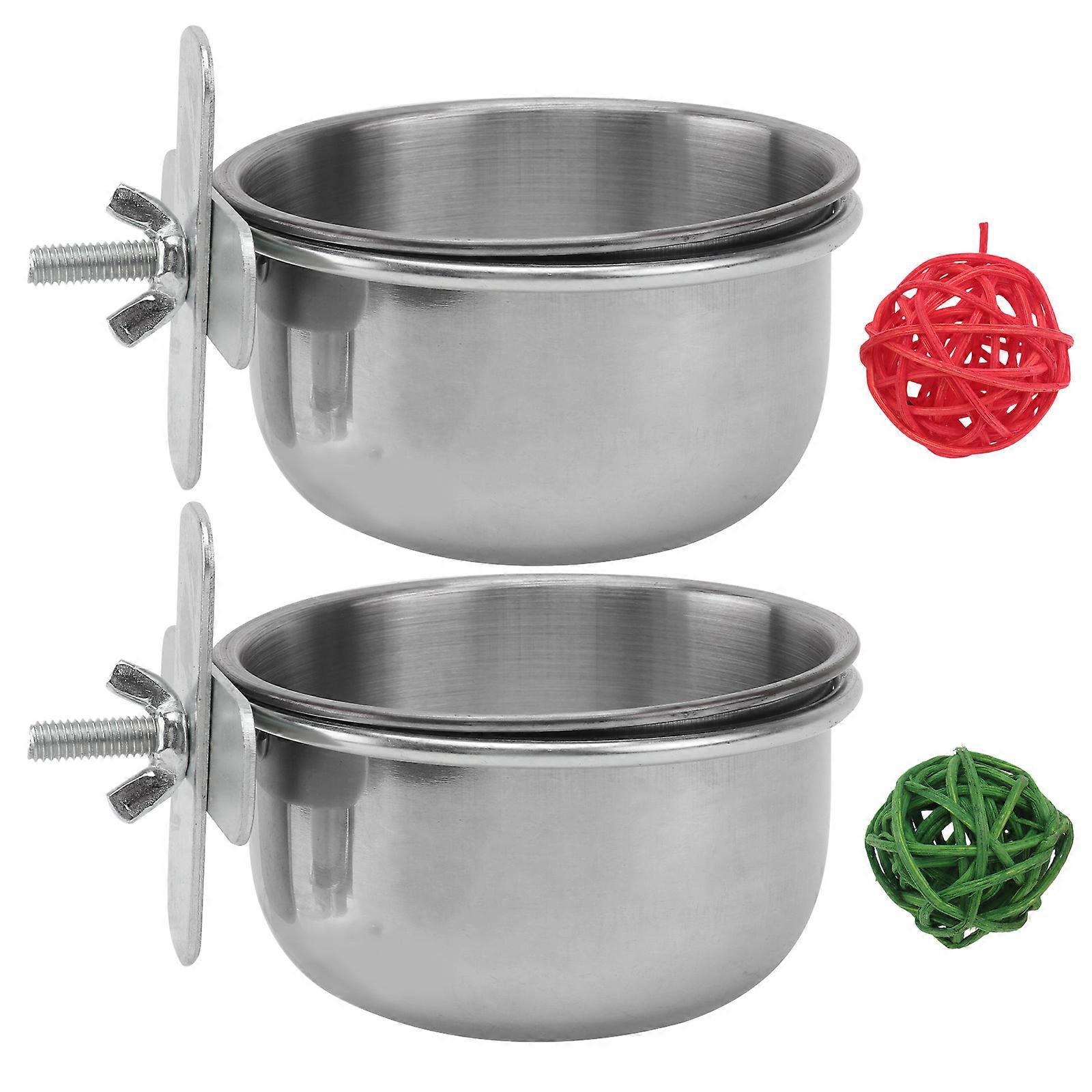 Parrot Feeder Container Stainless Steel Food Box for Pet Use 1Set Colored
