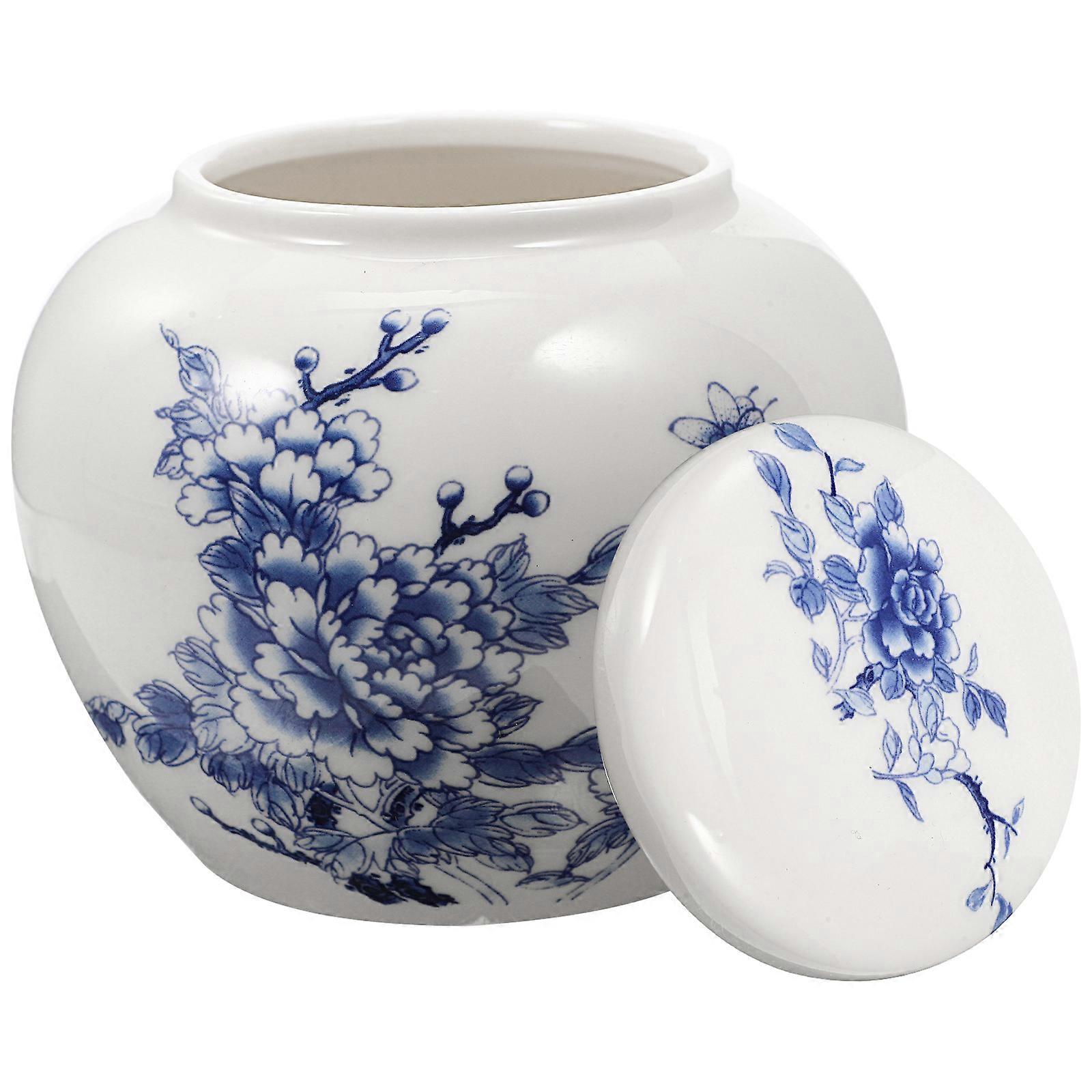 Tea Container Porcelain Tea Jars With Lids For Tabletop Decor Home Decoration 3.5×3.5×3.7in Sealed Design 1Pcs