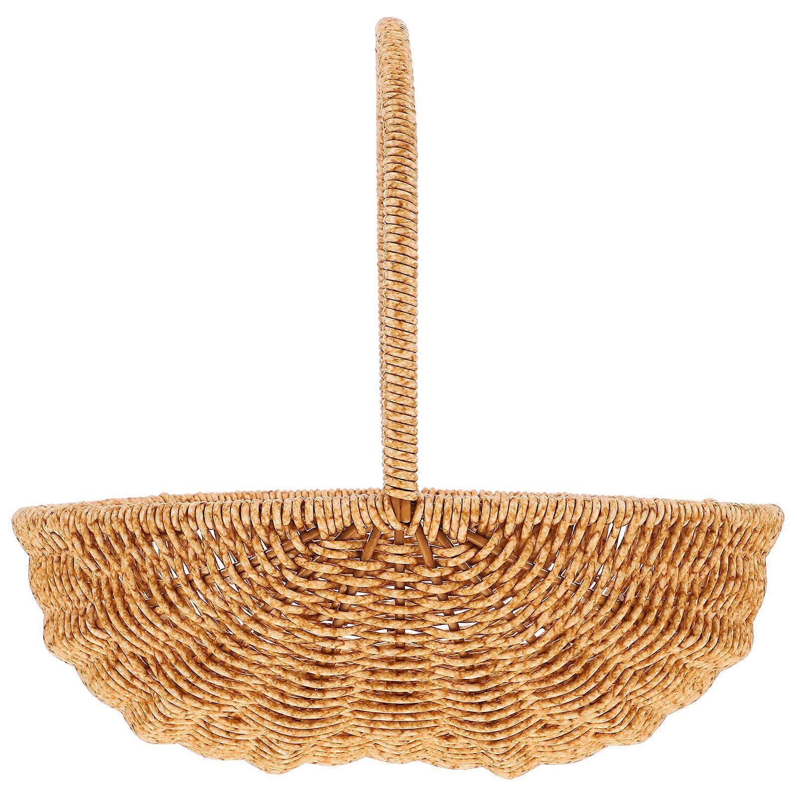 Small Picnic Woven Basket Portable Household Item Storage 27.00X27.00X20.00CM 1Pack