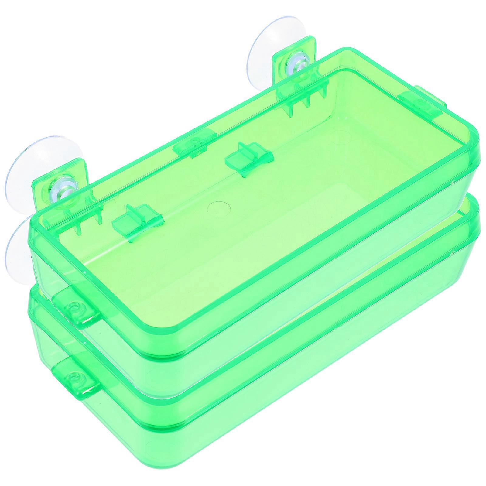 Suction Cup Reptile Feeders 4 Pcs Escape Feeding Boxes Reptiles Indoor Pet Use Easy Cleaning Green