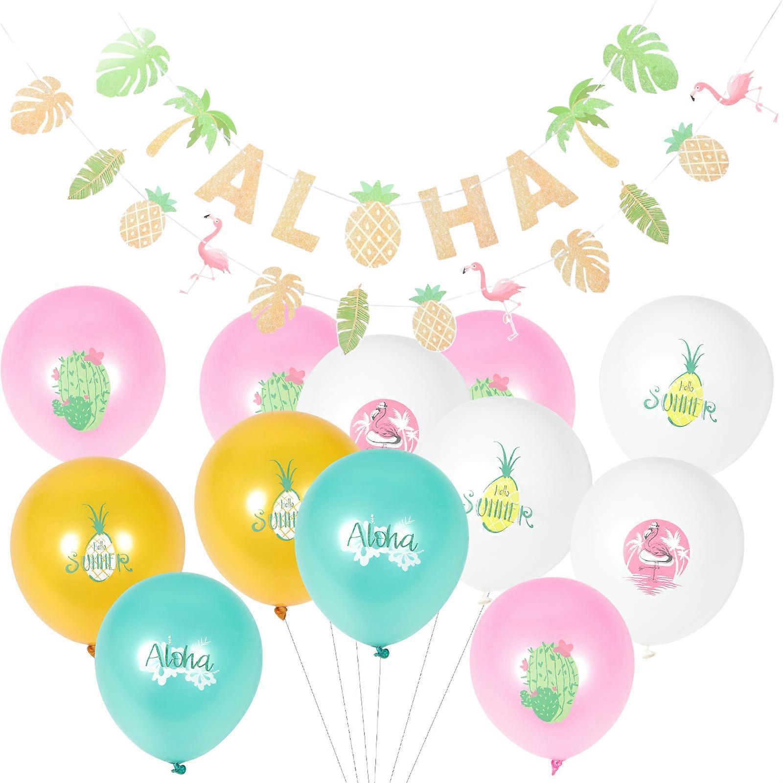 Summer Theme Latex Balloons 4 Sets Event Decoration Rectangular Shape Fun Experience