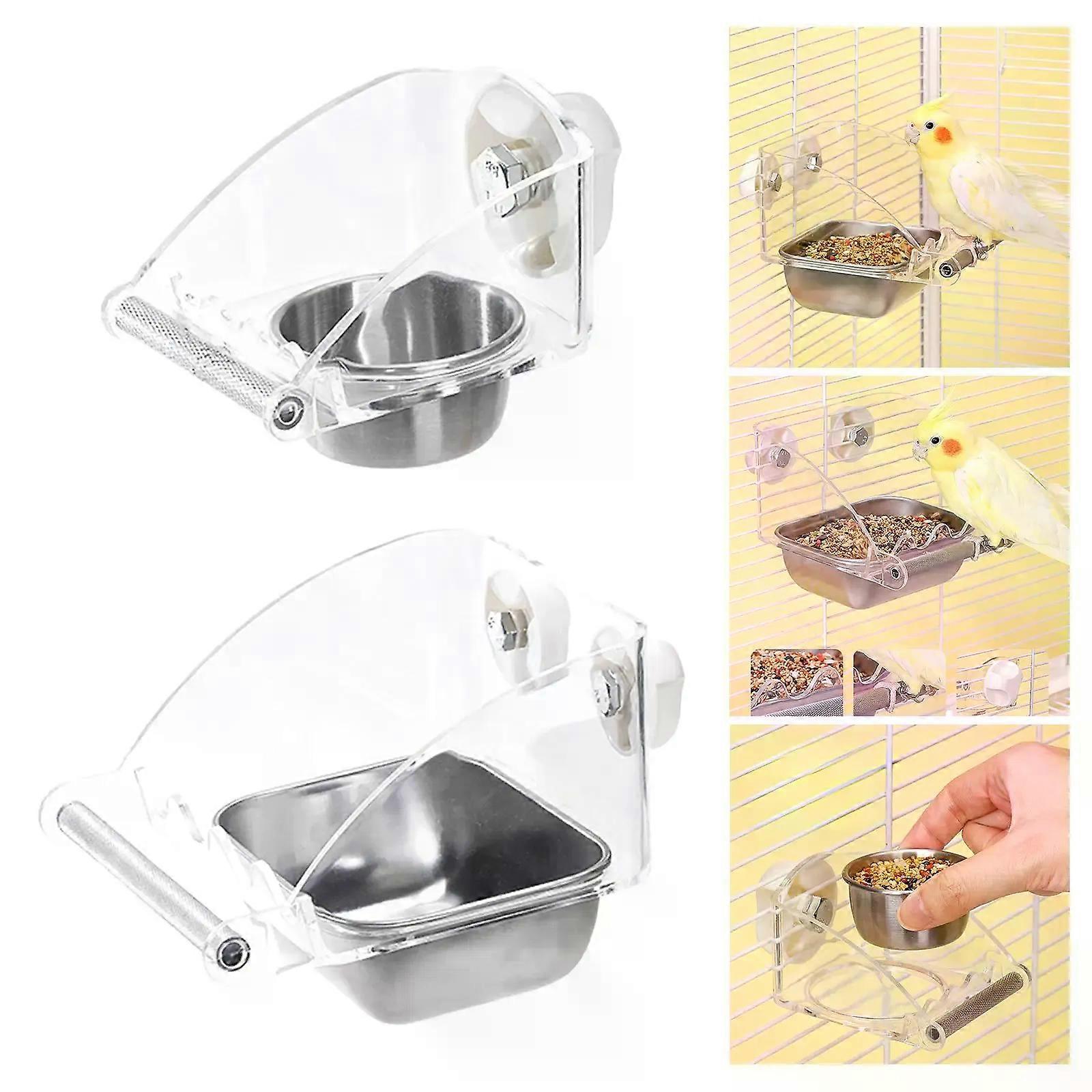 No Mess Bird Feeder for Cage Parakeet Feeder Sturdy with Anti Slip Stand Dispenser for Parrot Conures Bird Small Cockatoos