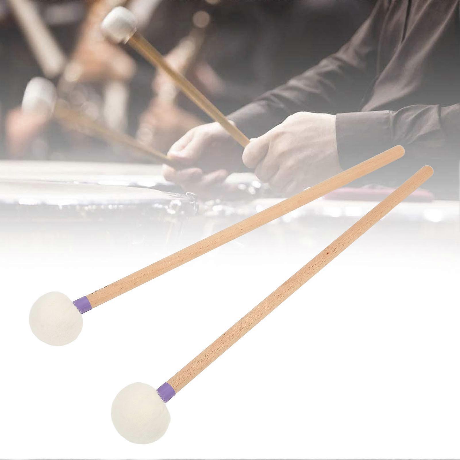 2Pcs Purple Felt Head Drum Mallets with Maple Wood Handles Non-Slip