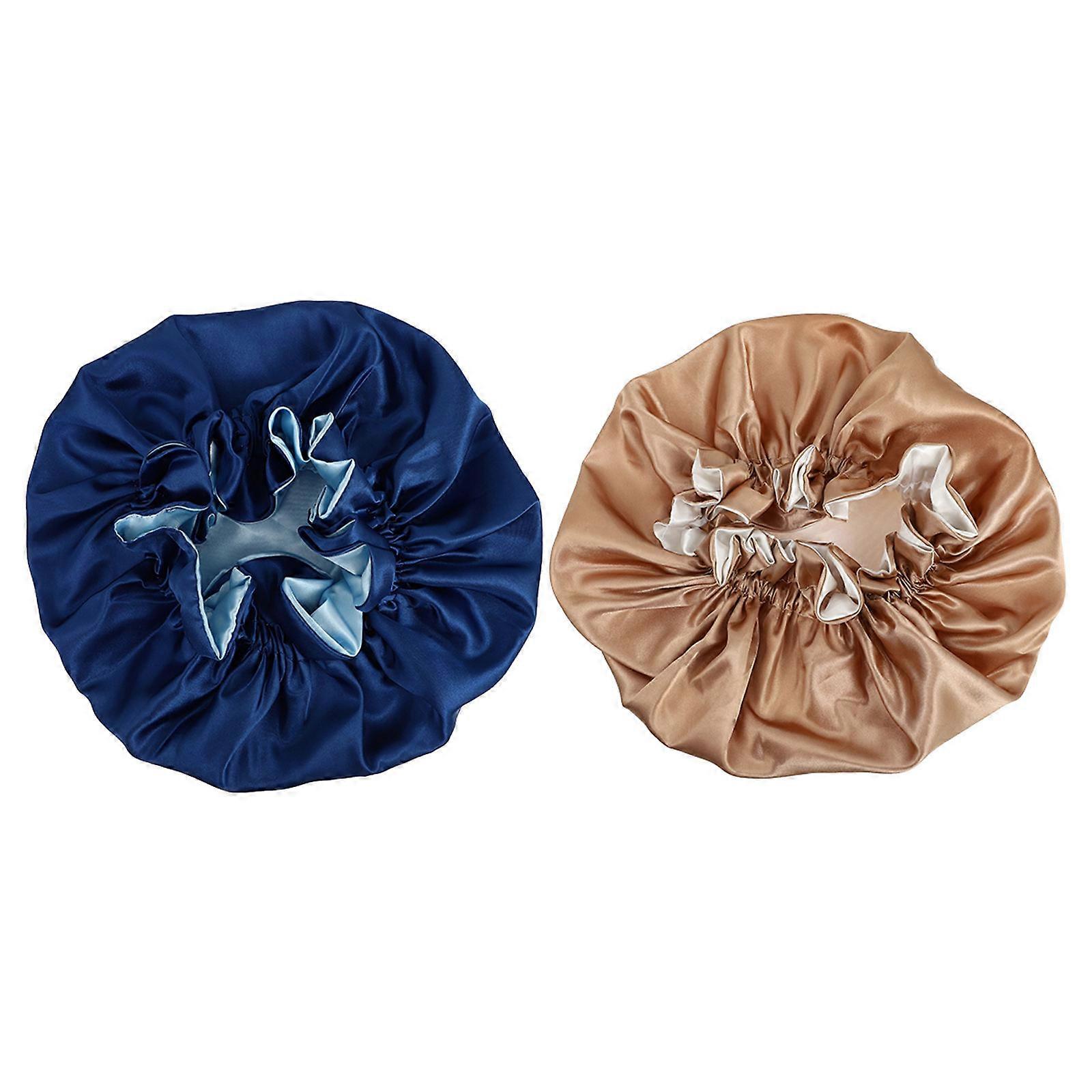 Practical Sleep Hats Double-Layer Satin Sleep Hats for 2Sets