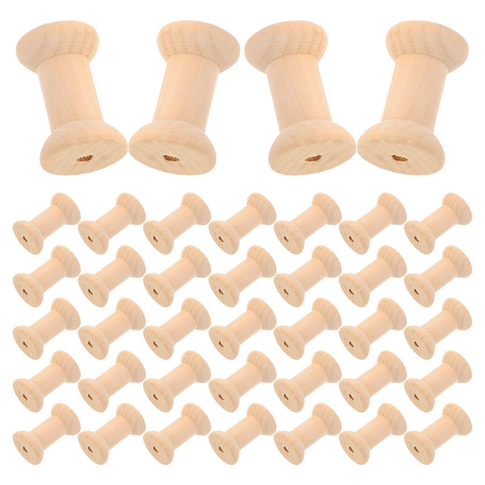 Beige Wooden Spools for Crafts for Thread Organization 150Pcs