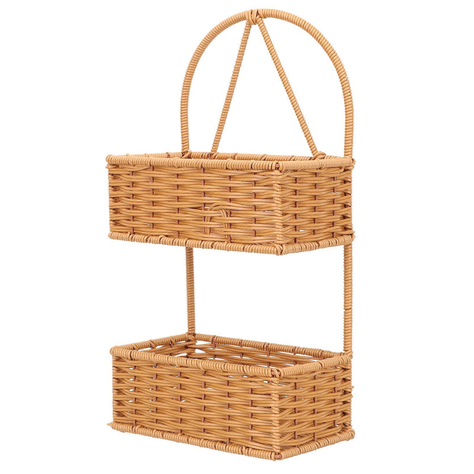 Wall Hanging Basket Woven Storage Basket for Kitchen Use 2Pcs
