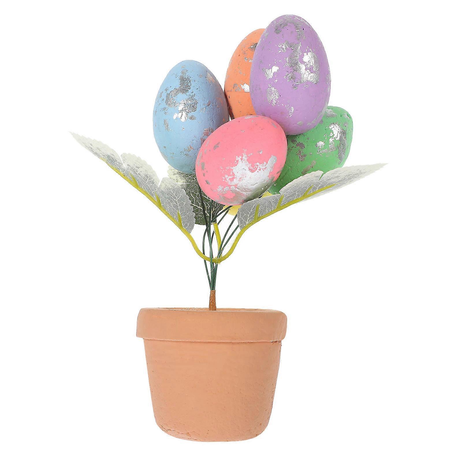 Easter Decoration Egg Bonsai Ornament for Desktop 5Pcs Easter Eggs