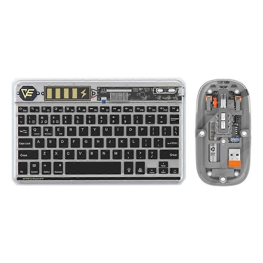moobody Wireless Keyboard & Mouse Combo, Transparent LED Backlit, Rechargeable Type-C, Compatible with Windows MacOS