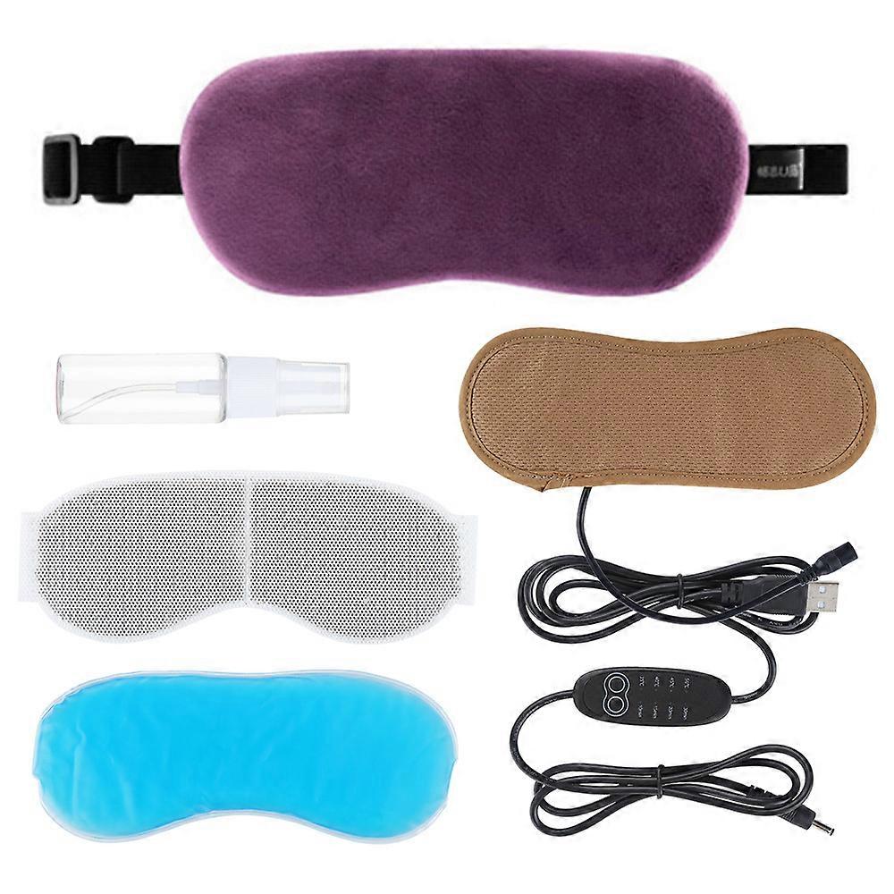 USB Heated Eye Mask For Sleeping Electric Lavender Hot Steam Compress Eye Patches Cold Compress Spa Blindfold Anti-Dark Circles