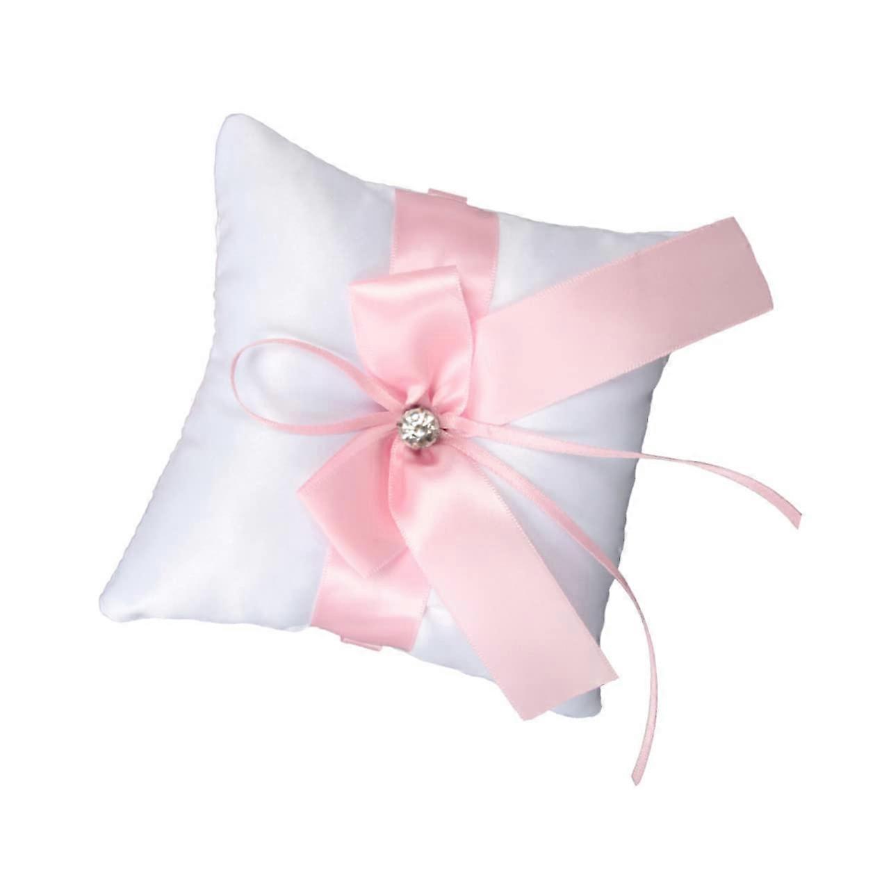 Wedding Ring Pillow Square Satin Cushion For Bride Pink Soft Comfortable Ring Cushion For Wedding Ceremony