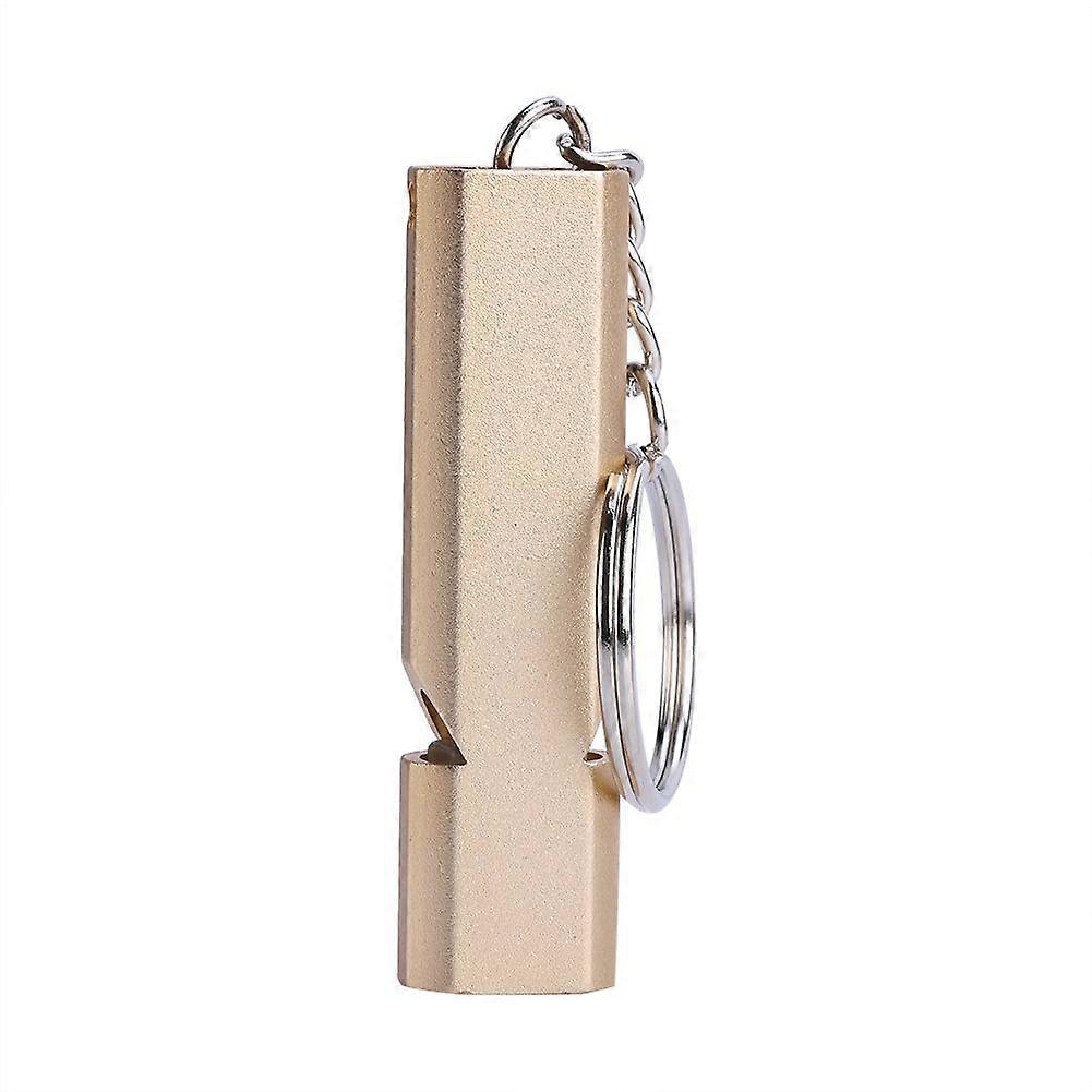 Portable High Frequency Loud Double Hole Emergency Whistle with Keychain (golden)