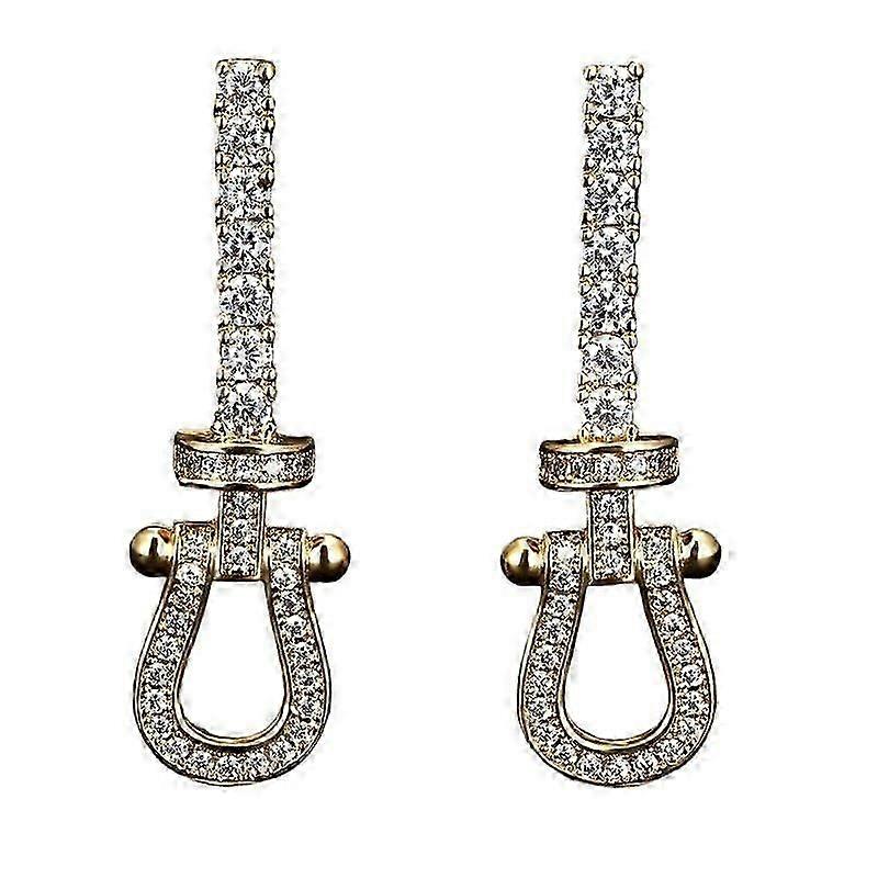 Replacement Elegant Horseshoe Buckle Micro Pave Zircon Tassel Earrings for Evening Banquet