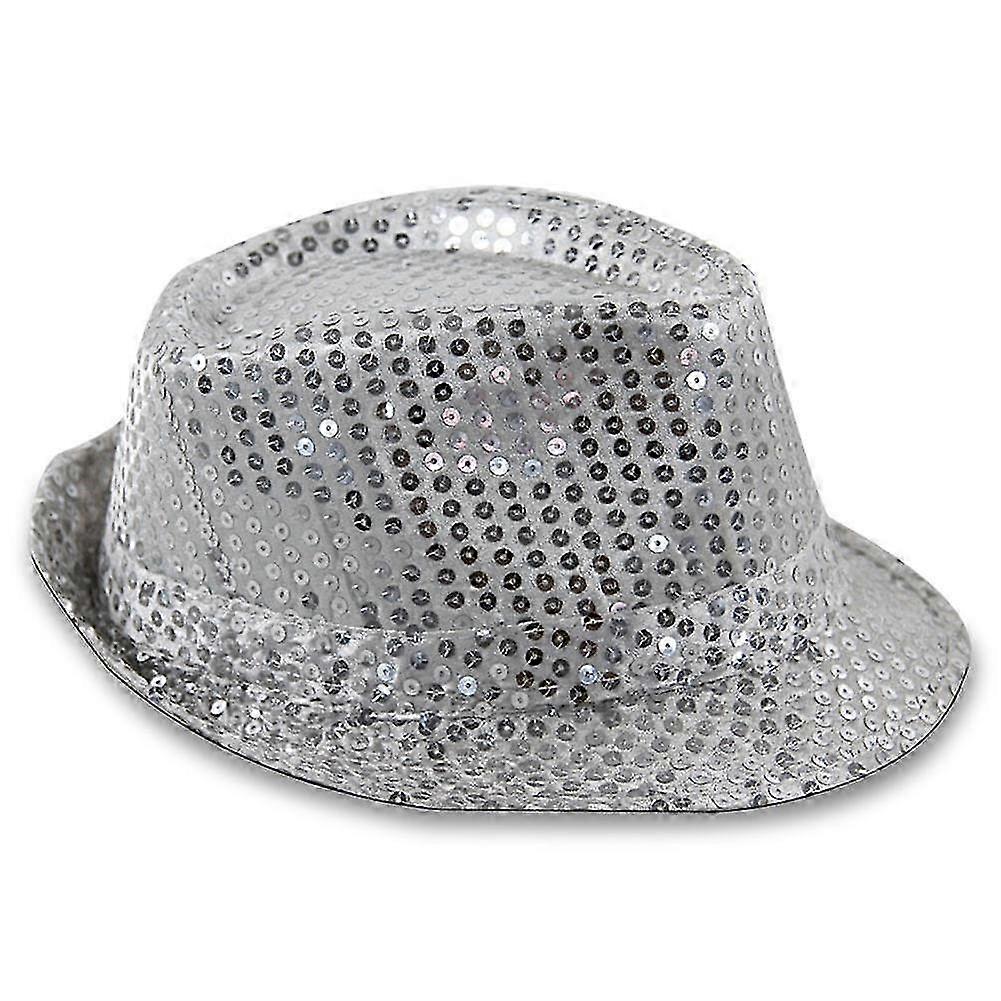 25-26 Cooler Trilby Party Hat Glitter Sequins Silver