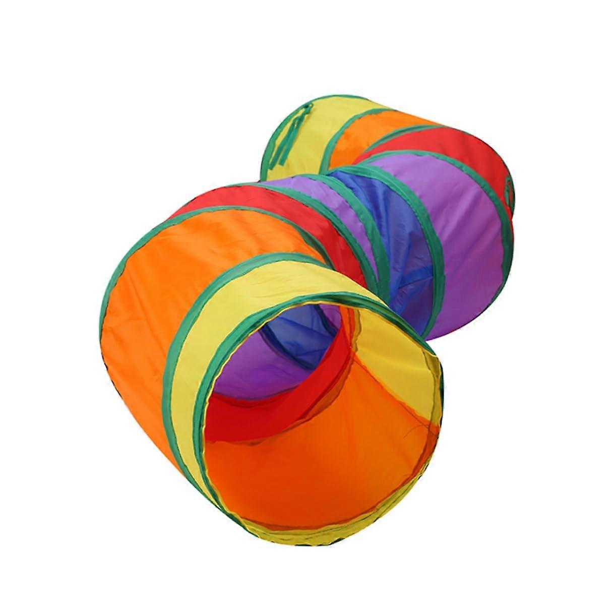 Rainbow Cat Tunnel Foldable Pet Tube For Cats Lightweight Space Saving Interactive Play Durable Educational Channel