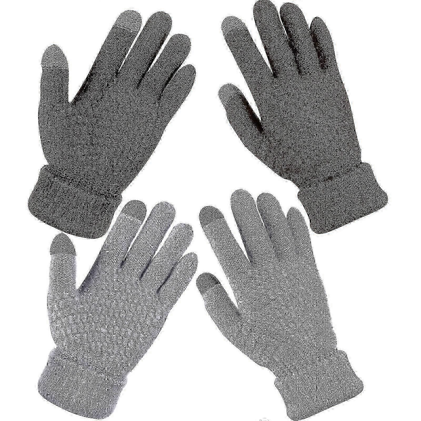 2 Pairs Women's Winter Touchscreen Gloves Cuff Winter Texting Gloves(coffee+gray