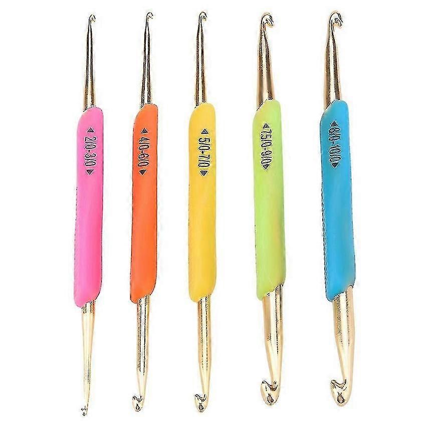 Aluminum Crochet Hook Set with TPR Soft Rubber Handle Double Hook Knitting Needles