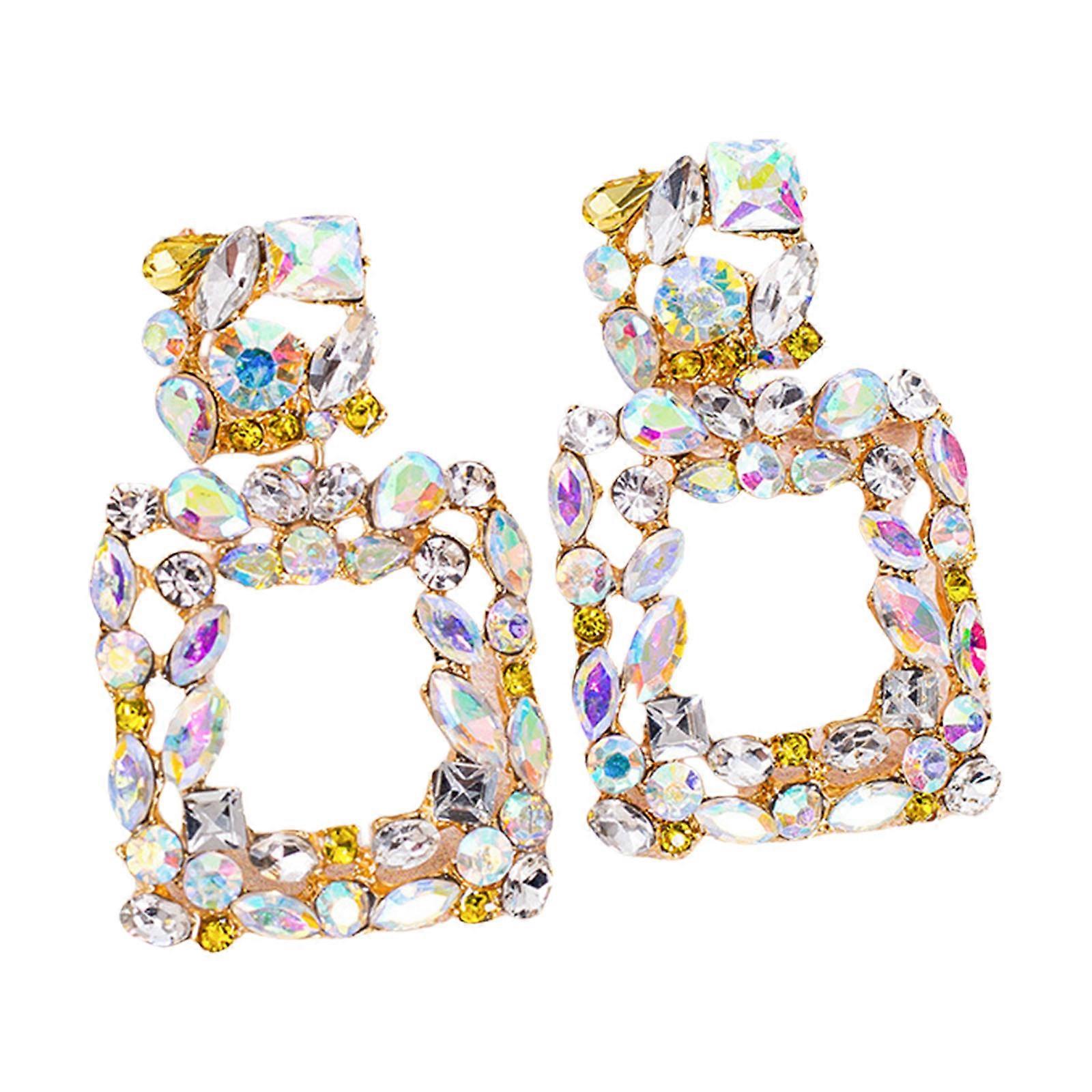 Trendy Asymmetrical Earrings Modern Geometric Design Sophisticated Alloy Accessories For Daily Outfits Evening Event Multicolor