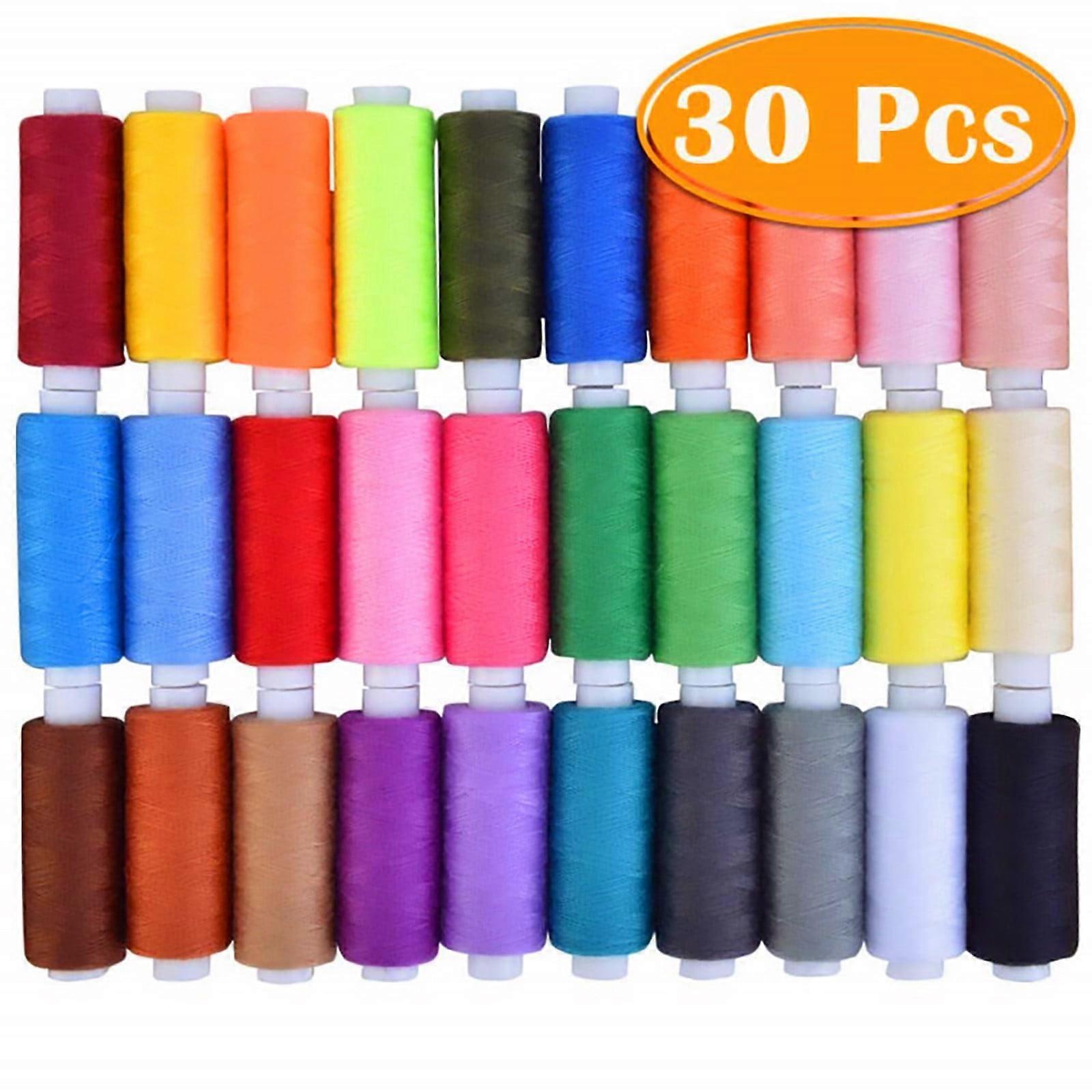 Yakbaofuo 30 Spools Mixed Colors Colored Sewing Machine Thread Set Of Plastic Bobbin Core DIY Knitting