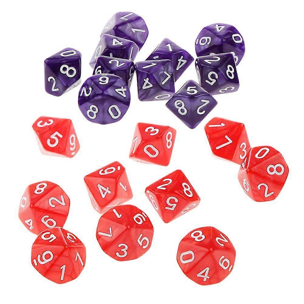20pcs ten sided dice d10 dies for d u0026 d rpg mtg party game prop red and purple