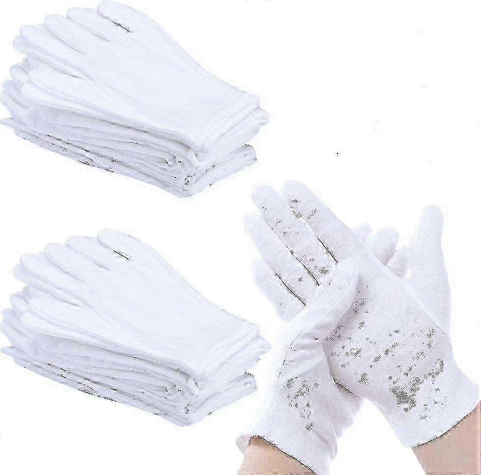 12 pares de guantes de algodón blanco para inspeccionar joyas