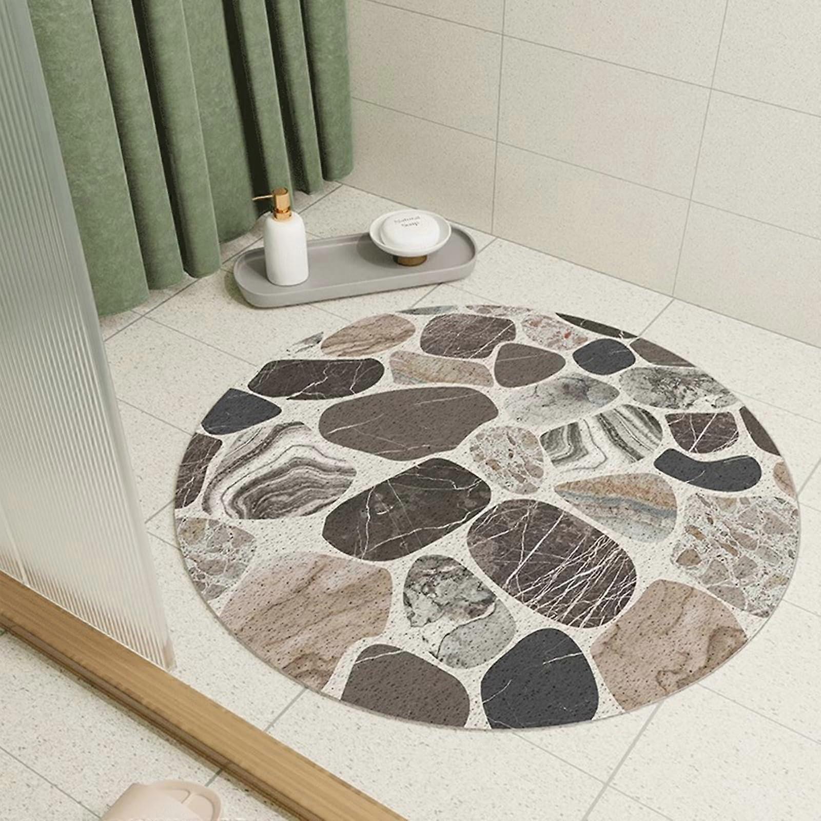 Non Slip Shower Mats For Inside Shower, Quick Drying Bath Mat, Anti Mould With Draining, Soft PVC Loofah Round 60x60 CM