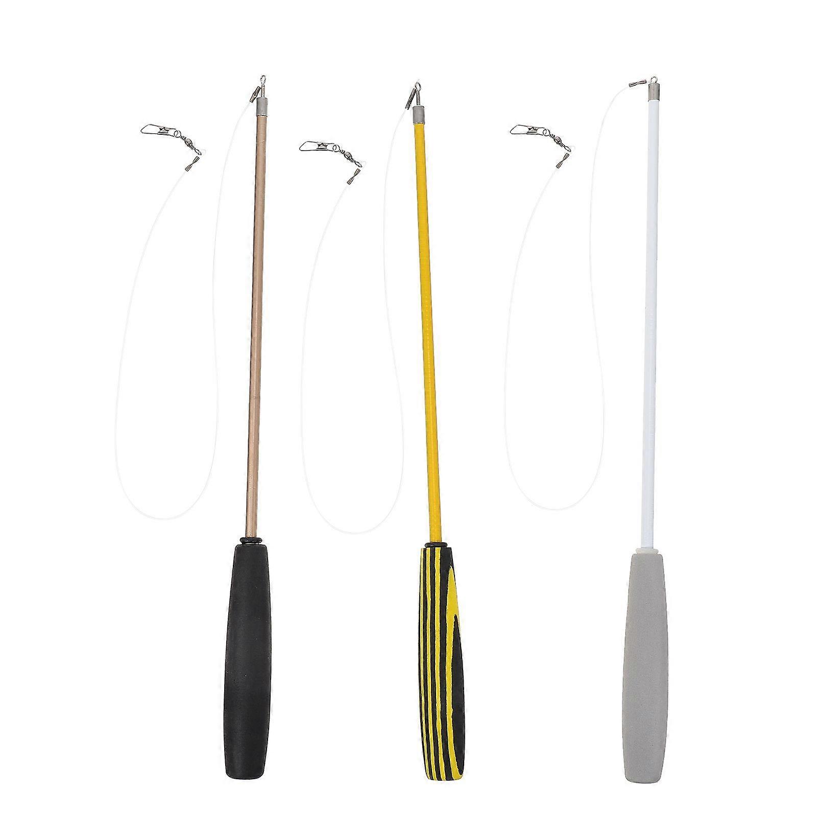 3Pcs Retractable Cat Wand Pet Cat Toys DIY Cat Teaser Sticks Three-sections Cat Wand (Random Color)