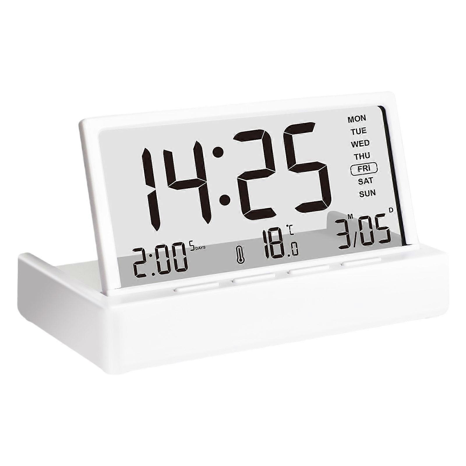 Energy Saving Foldable Alarm Clock Temperature Date Display LCD Screen Quiet Operations Snoozes Function Bedroom Clock Multicolor