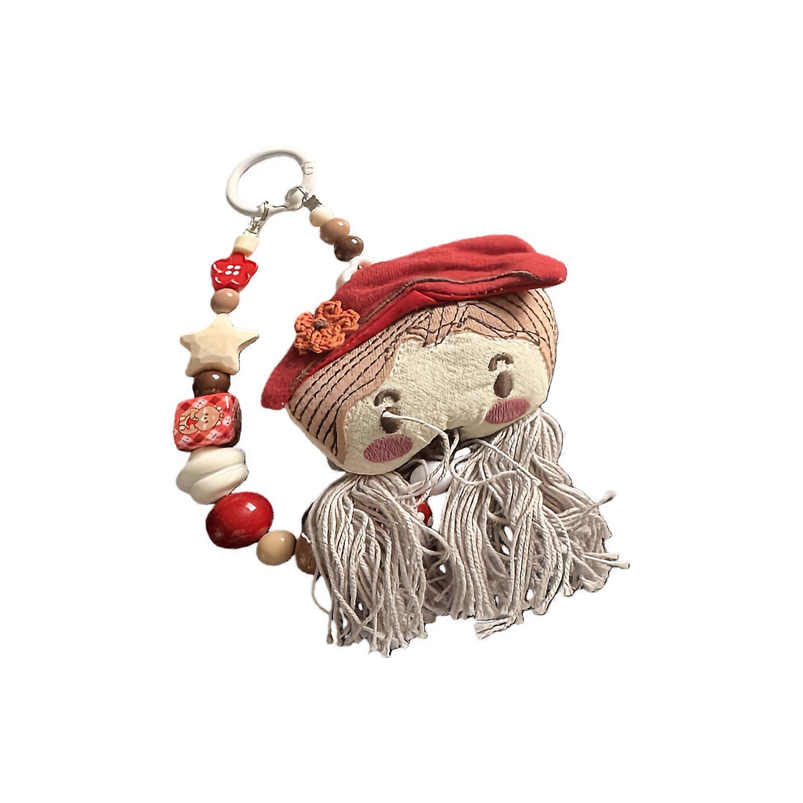 Unique Two Tail Girl Beaded Keychain Ornament for Everyday Use Multicolor