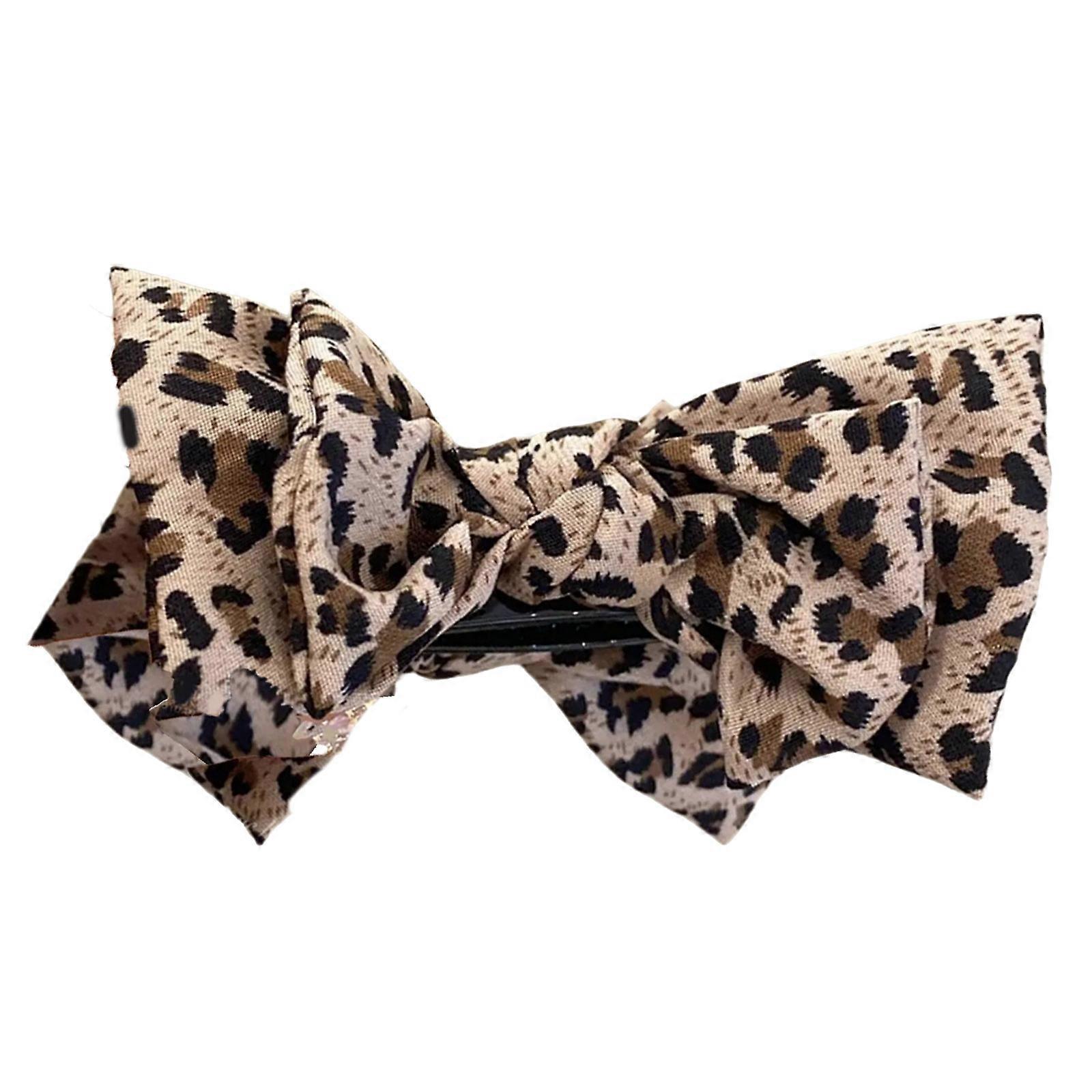 Fine Hair Barrettes With Leopard Print Pattern Trendy Bowknot Claw Clip Ponytail Holder For Big and High Buns Styling Multicolor