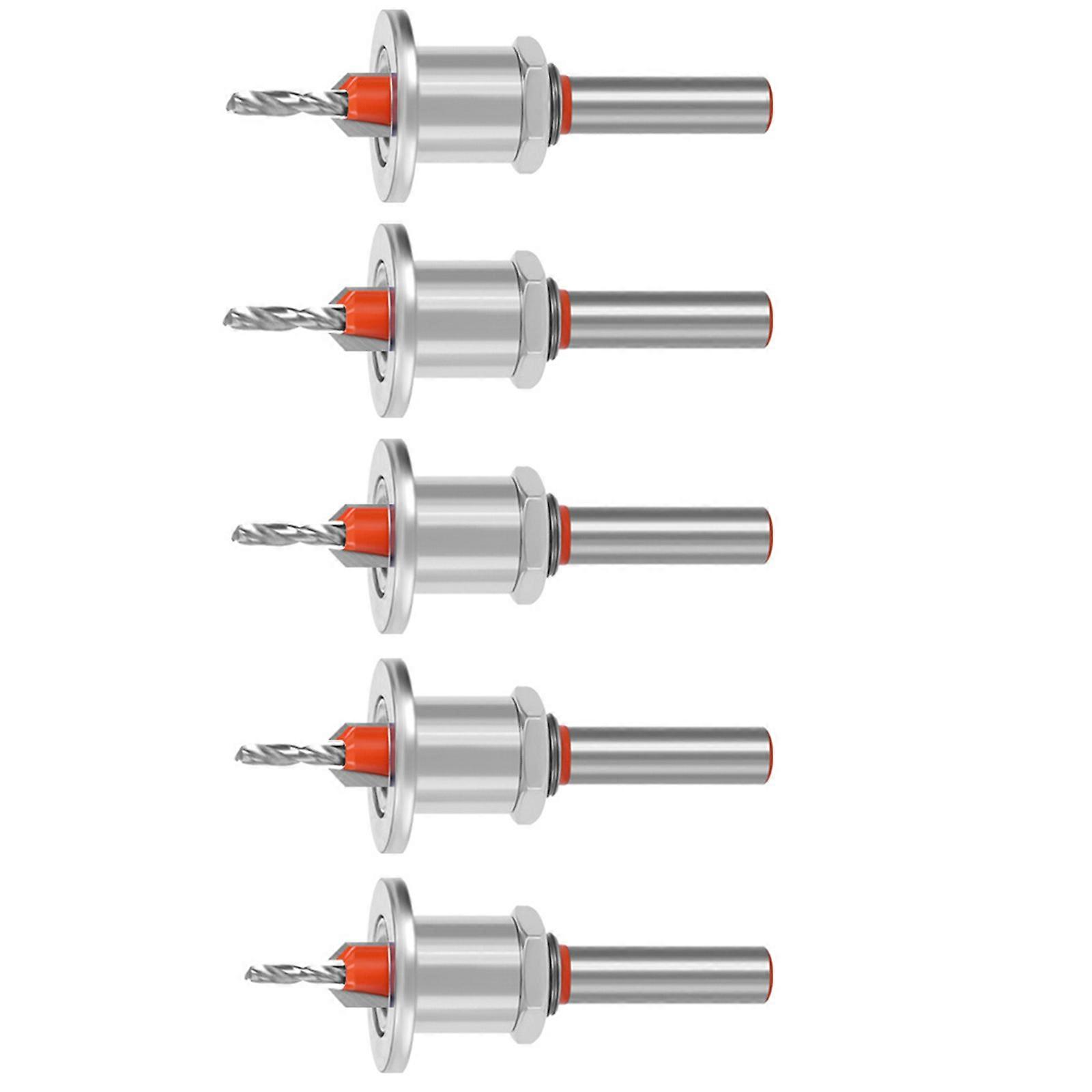 5Pcs Precisions Carbide Tapered Countersink Drill Bit with Adjustable Depth Stop for Fast Hole Opening in Wood Materials Multicolor