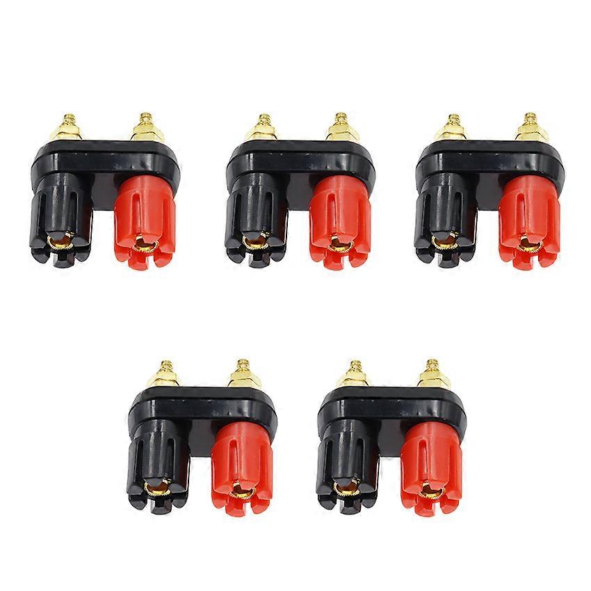 4mm Banana Plug Terminal Dual-Position Speaker Amplifier Terminal Block Red and Black Dual Flower-Head Connectors (5PCS Double Star)