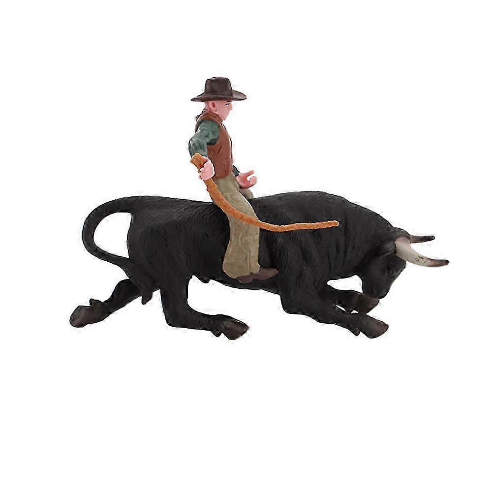 1 Set Simulation Western Cowboy Bull Model Adornment Children Static Matador Toy