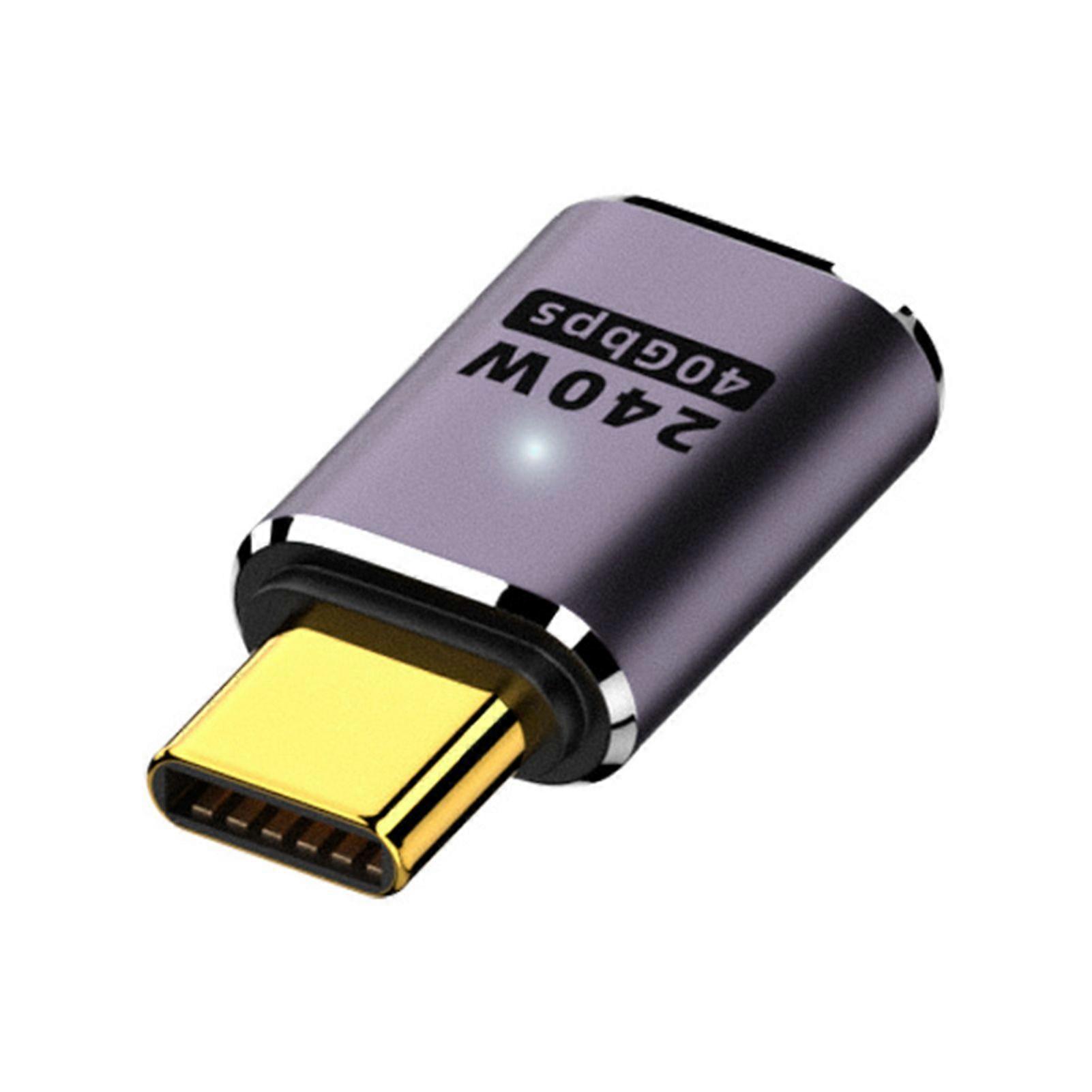 USB C Right Angle Adapter 240W PD 8K@60Hz Video Charge Adapter 40Gbps Data Transfer LED Light Metal Adapter for MacBook Pro Compatible ipad Pro