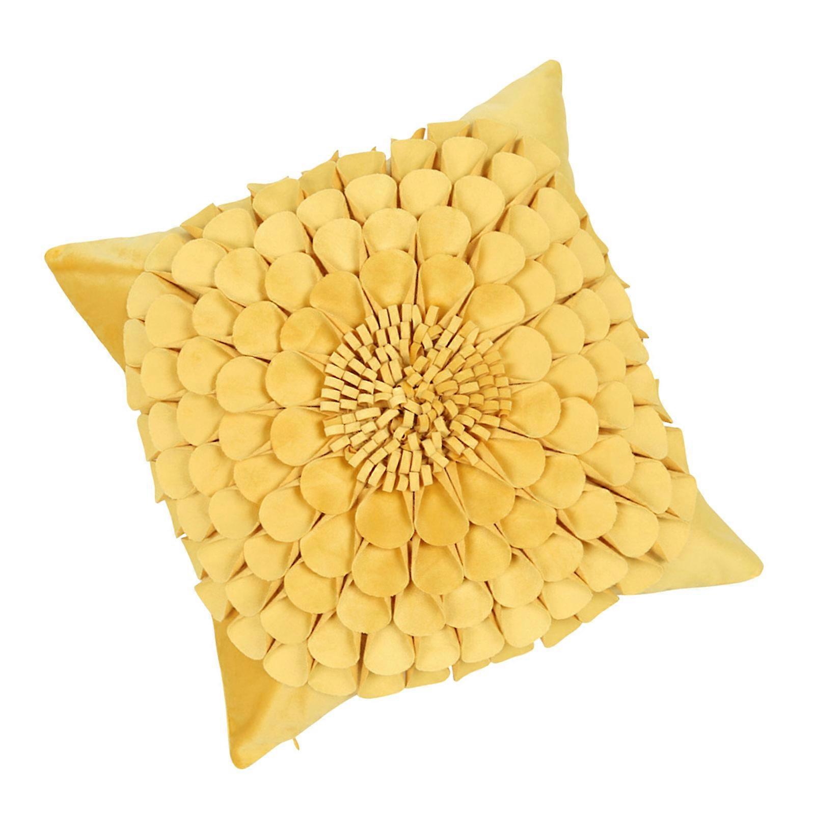 Soft Florals Embellished Pillow Cover Polyester Construction Comfortable Atmospheres for Various Setting  Yellow