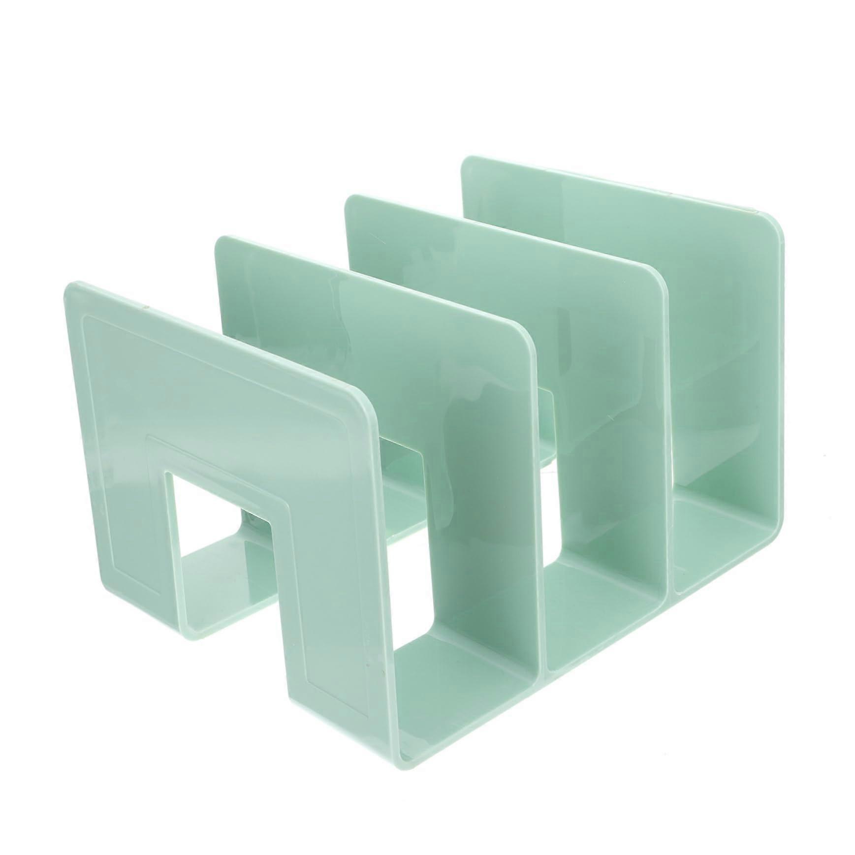 Adjustable Acrylic Bookends with Compartments, Decorative Desktop Book Organizer for Office and Home