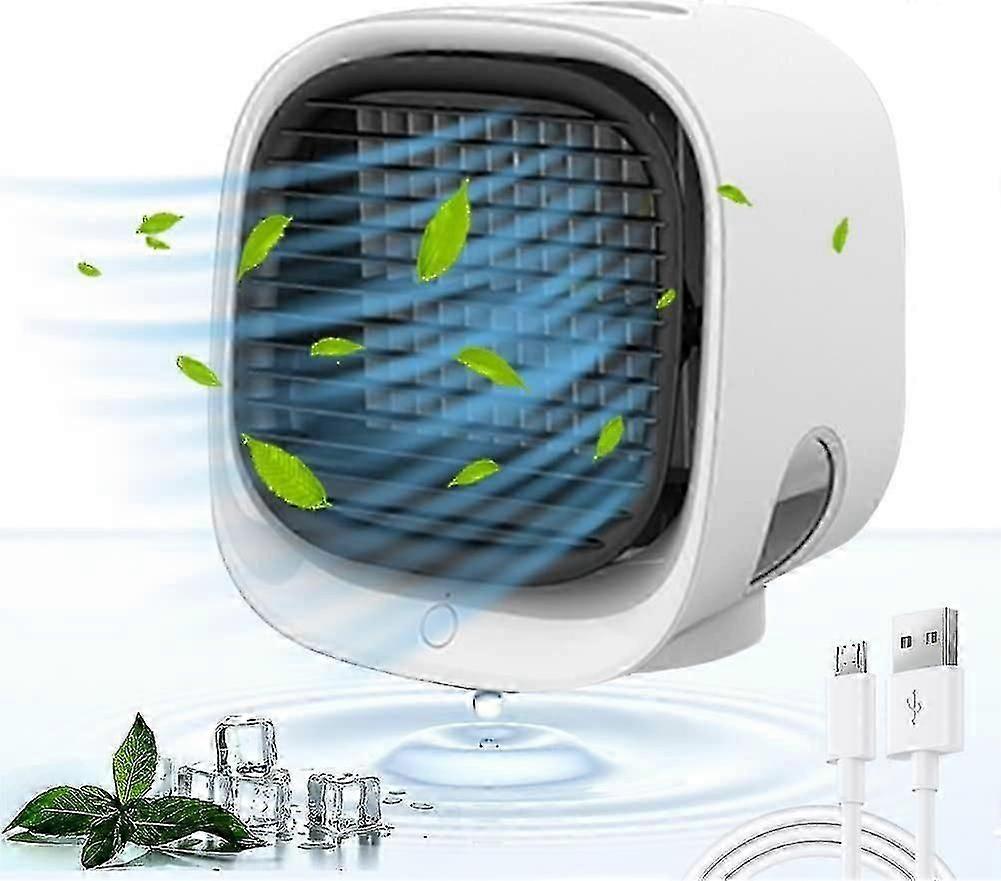 Bärbar luftkonditionering 4 i 1 tyst mini bärbar luftkylare, luftfuktare, fläkt, renare, för hemmakontoret Qyroadwolf
