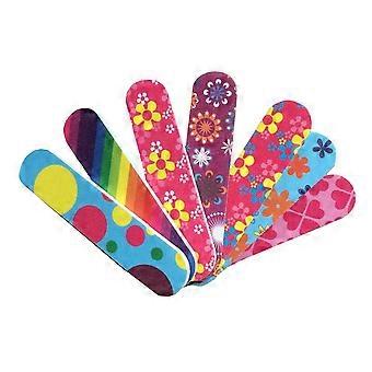 Assorted Color Mini Nail Files Double Side Printed Emery Boards 100Pcs Bulk